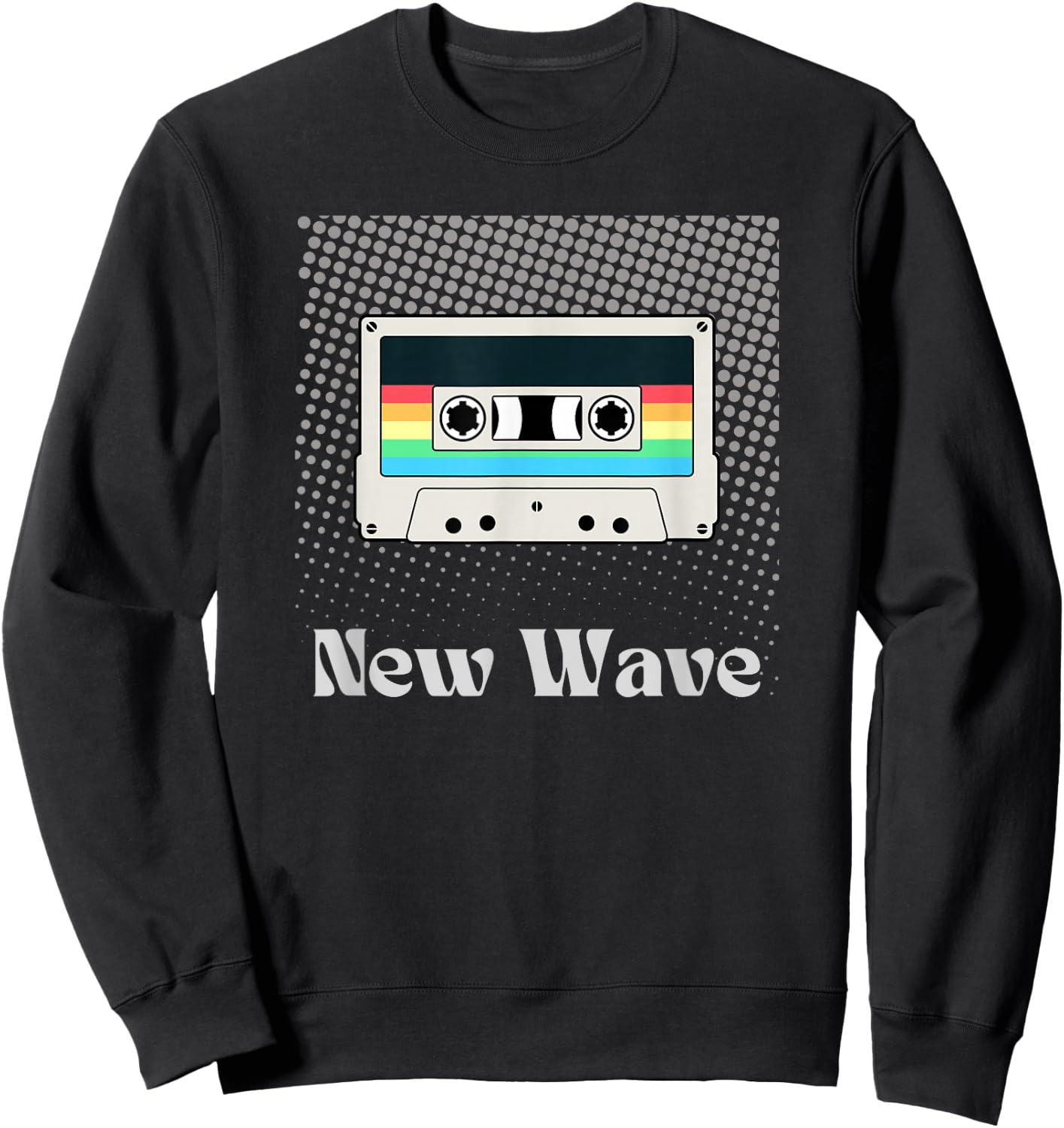 New Wave Music Retro Vintage Cassette Tape 80's Artistic Sweatshirt - Sweatshirt | Black