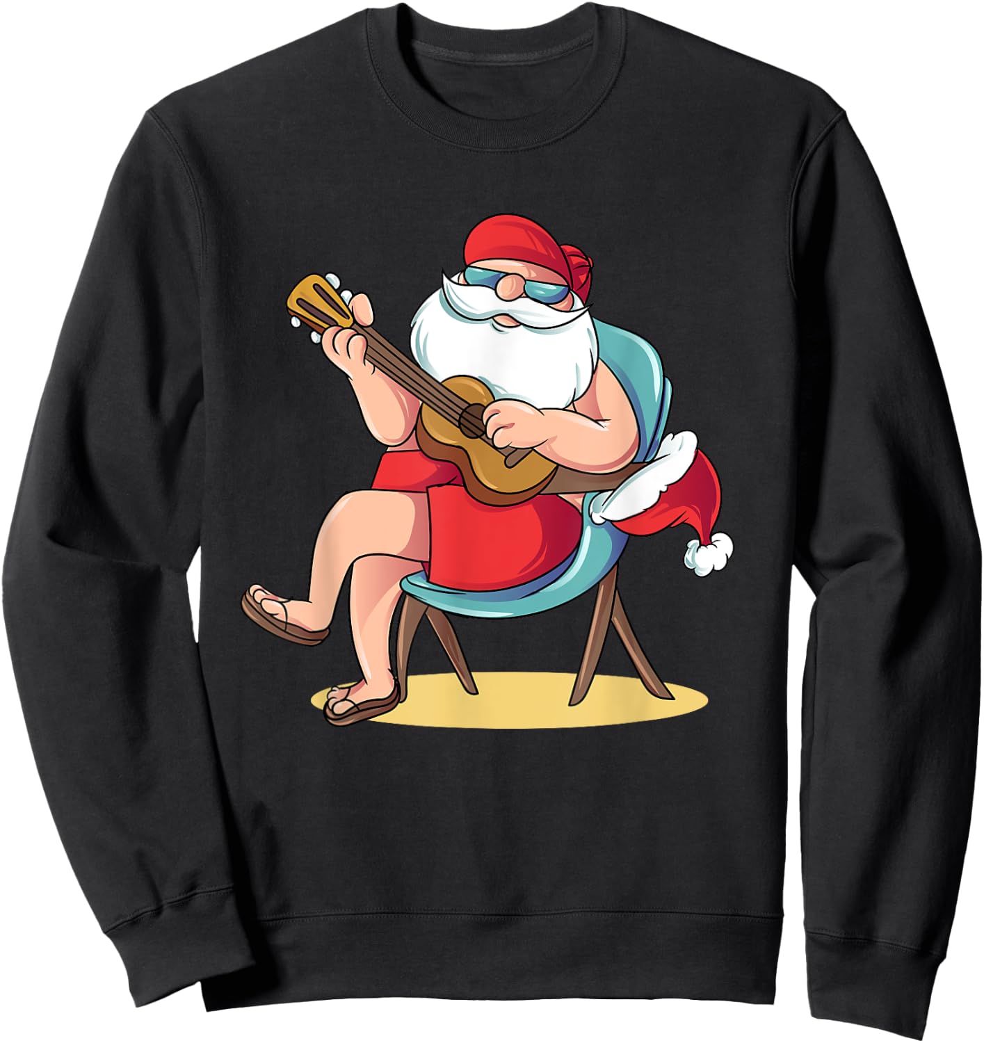 Santa Claus Hawaian Guitar Christmas in July Sweatshirt - Sweatshirt | Black