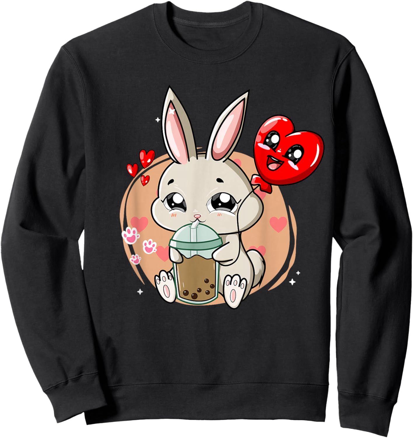 Anime Kawaii Bubble Tea Rabbit Boba Tea Usagi Sweatshirt - Sweatshirt | Black