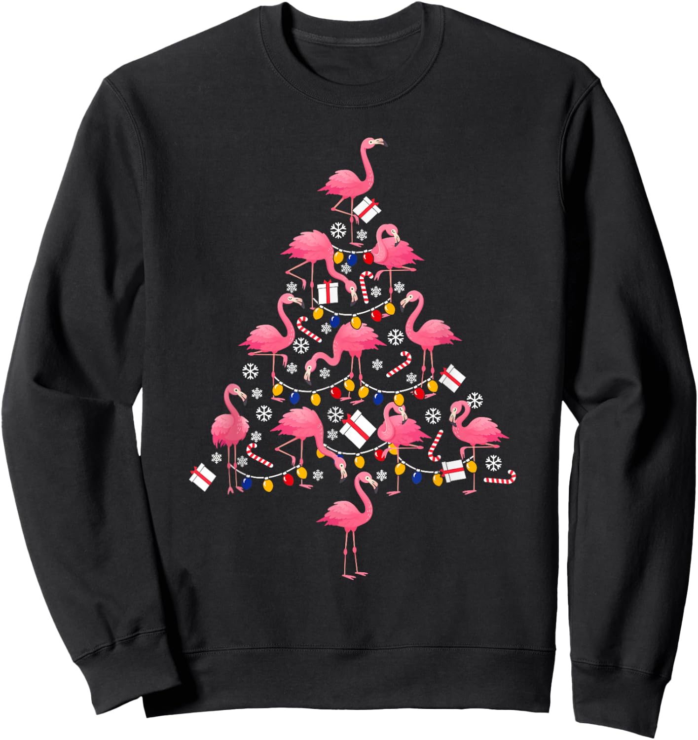 Funny Christmas Men Kids Women Flamingo Ugly Christmas Sweatshirt - Sweatshirt | Black