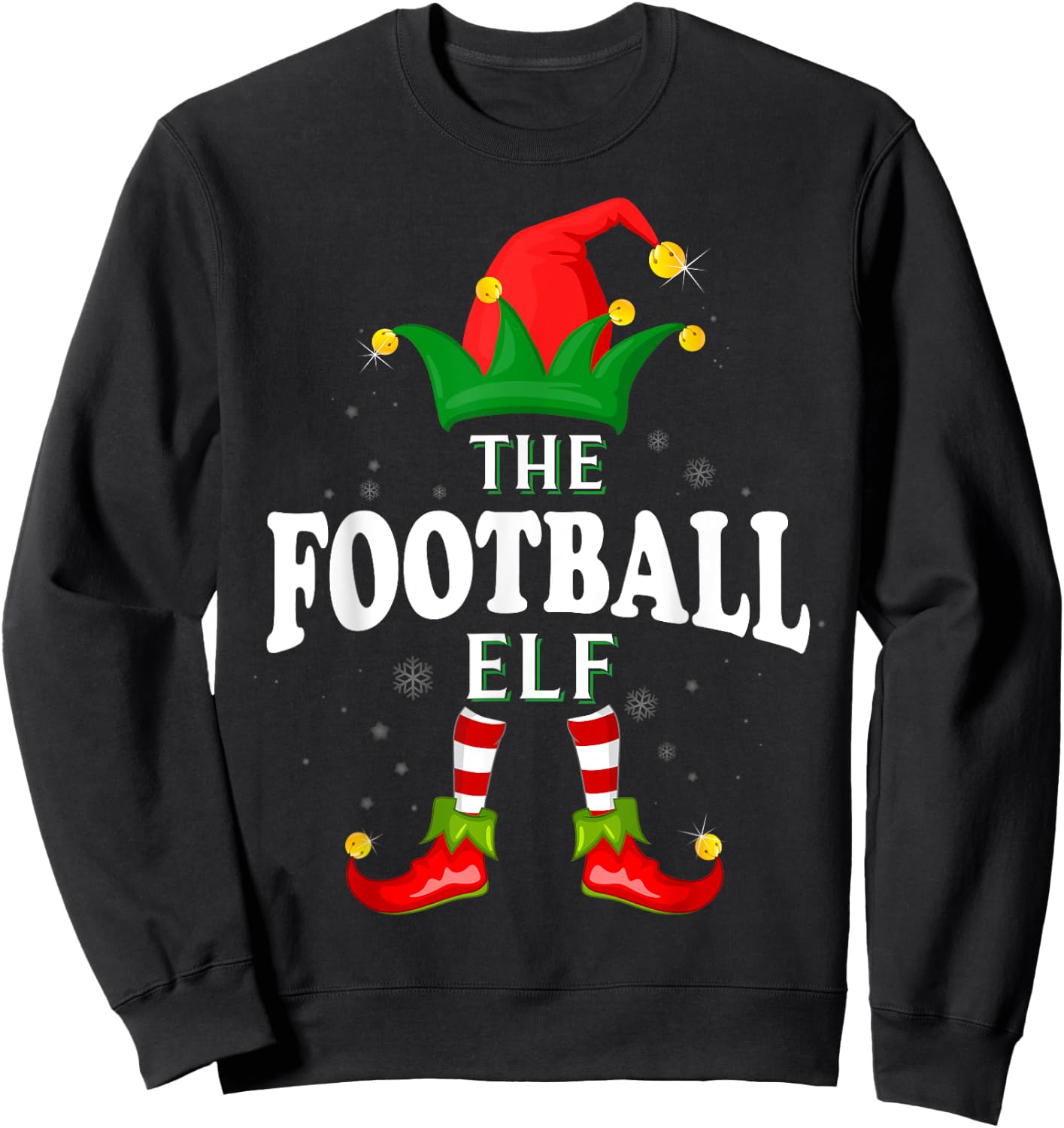 Xmas Football Elf Family Matching Christmas Pajama Sweatshirt - Sweatshirt | Black