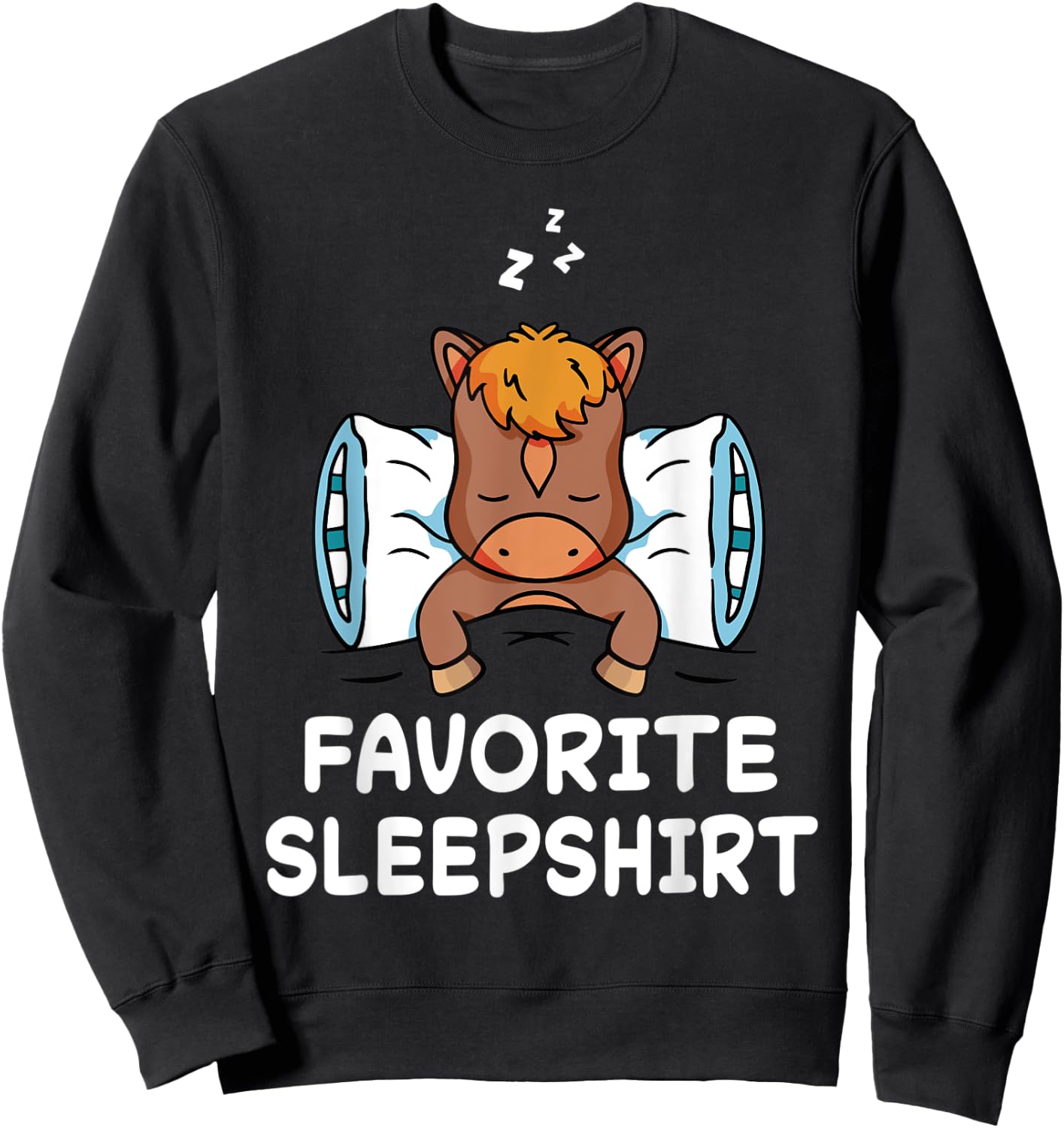 Horse Horses Nap Sleeping Sleep Pajama Pajamas Nightgown Sweatshirt - Sweatshirt | Black