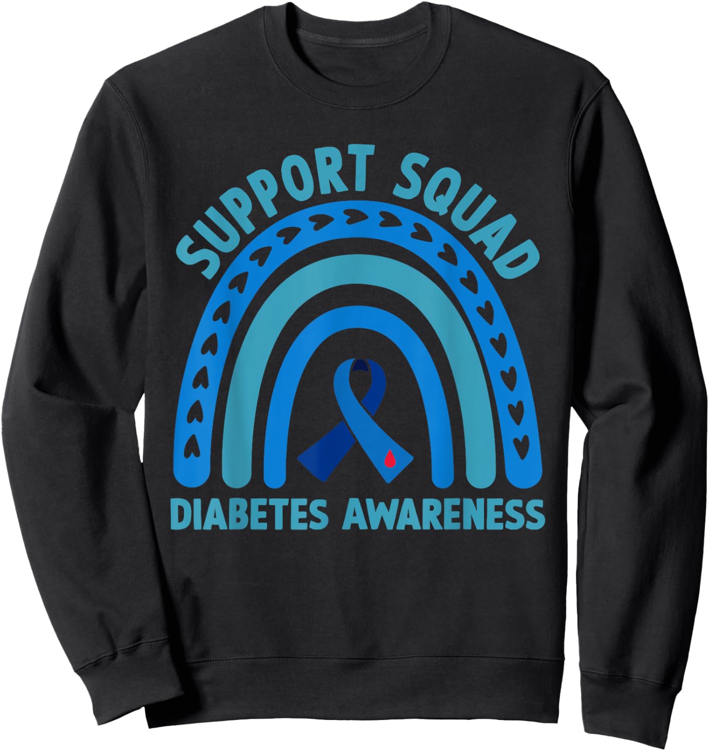 Diabetes Blue Support Squad Diabetes Awareness Sweatshirt - Sweatshirt | Black