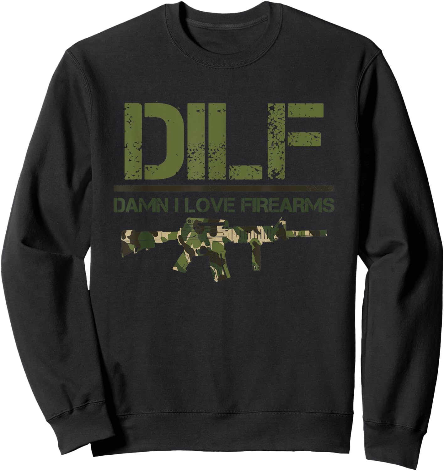 Gun American Flag DILF - Damn I Love Firearms Sweatshirt - Sweatshirt | Black
