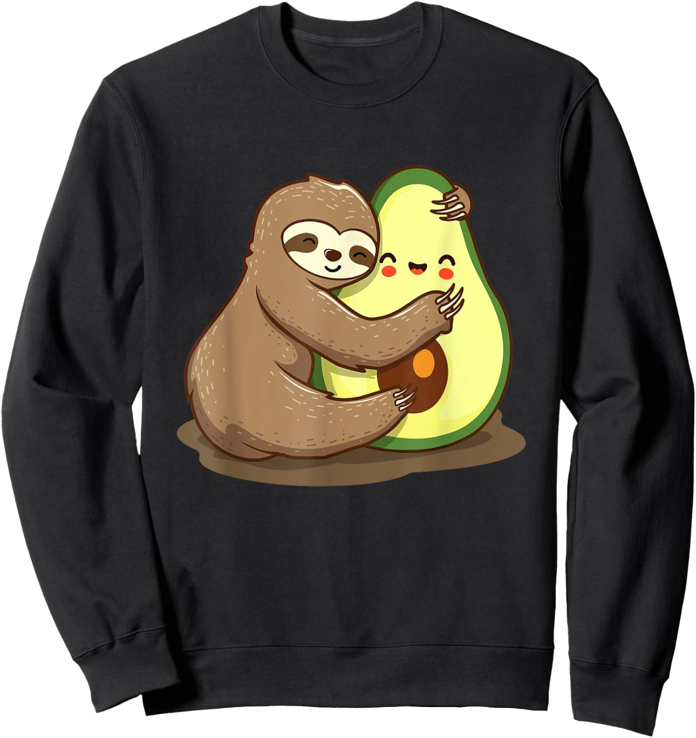 Hugging Sloth And Avocado - Zookeeper Nature Animal Lover Sweatshirt - Sweatshirt | Black