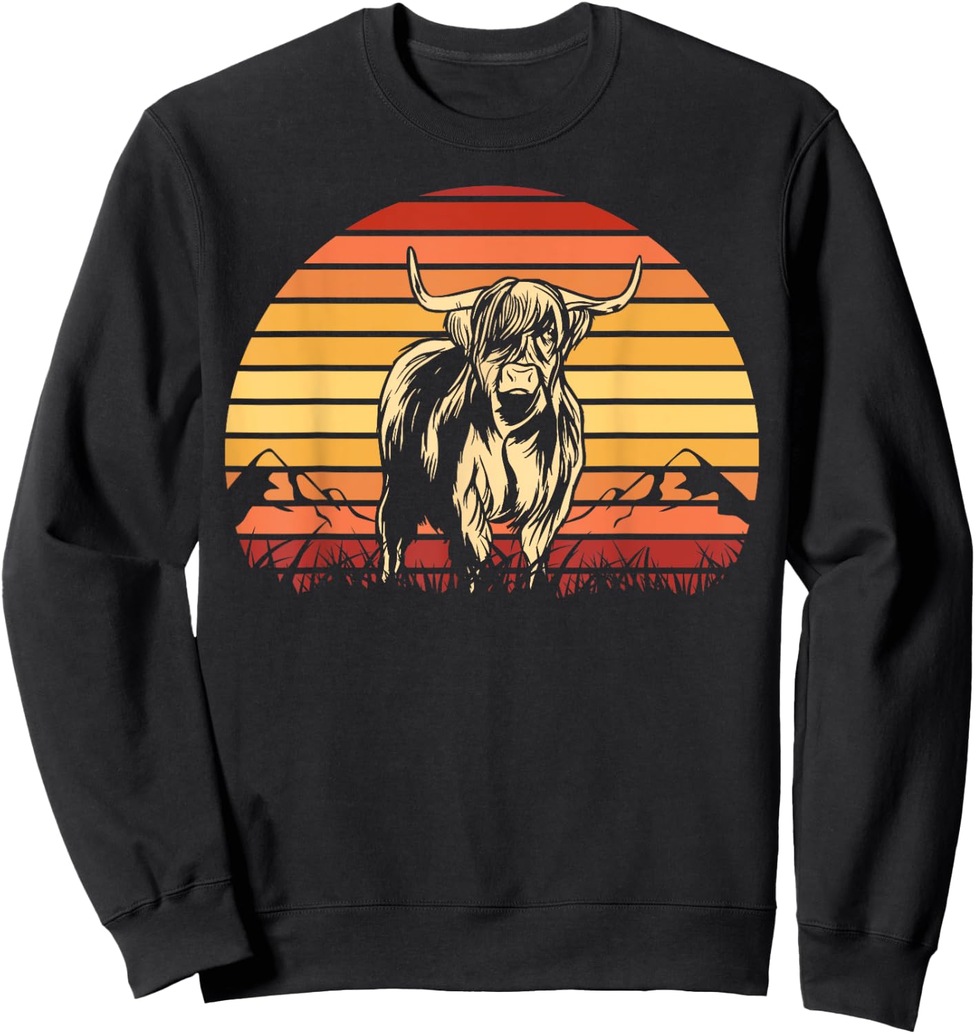 Scottish Highland Cow Cattle Hairy Cow Retro for cow lovers Sweatshirt - Sweatshirt | Black