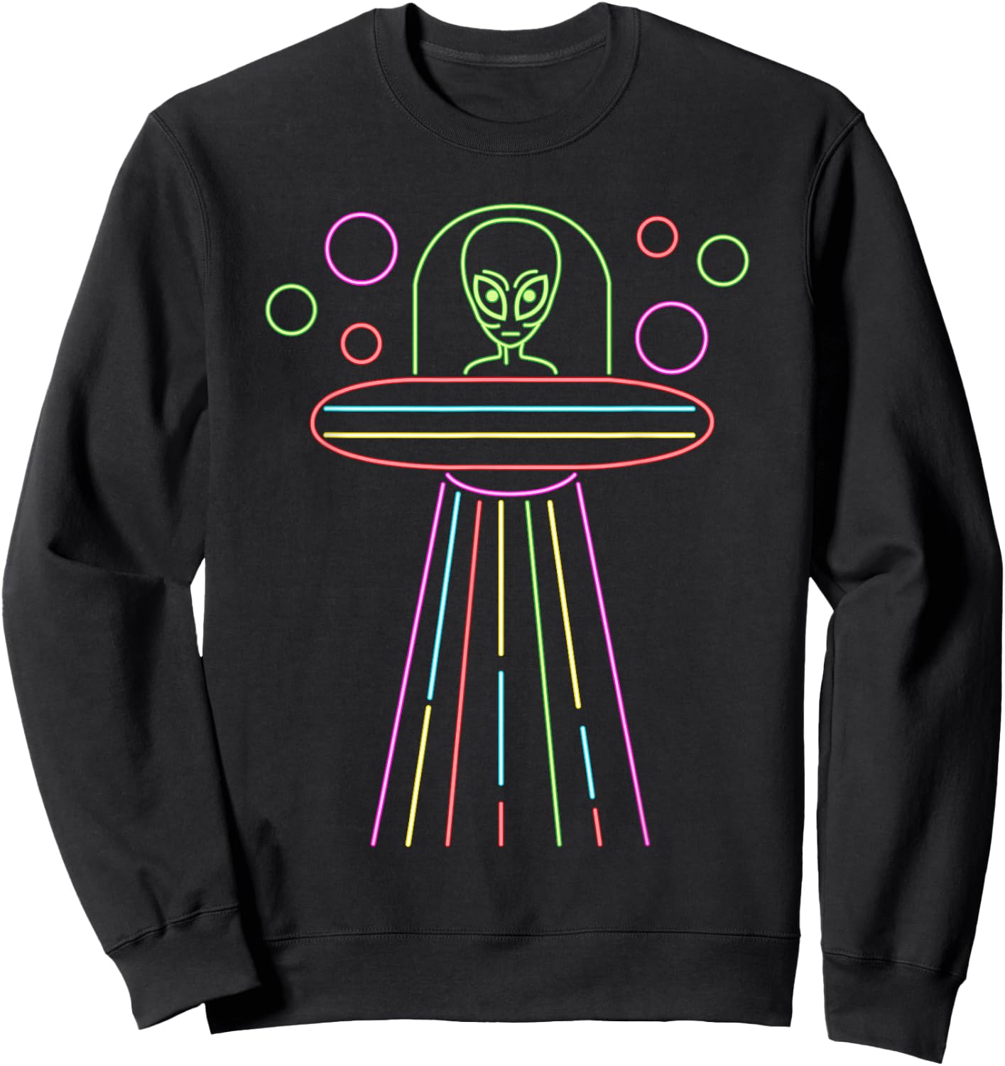 Neon Lights UFO Abduction Extraterrestrial Alien Believer Sweatshirt - Sweatshirt | Black