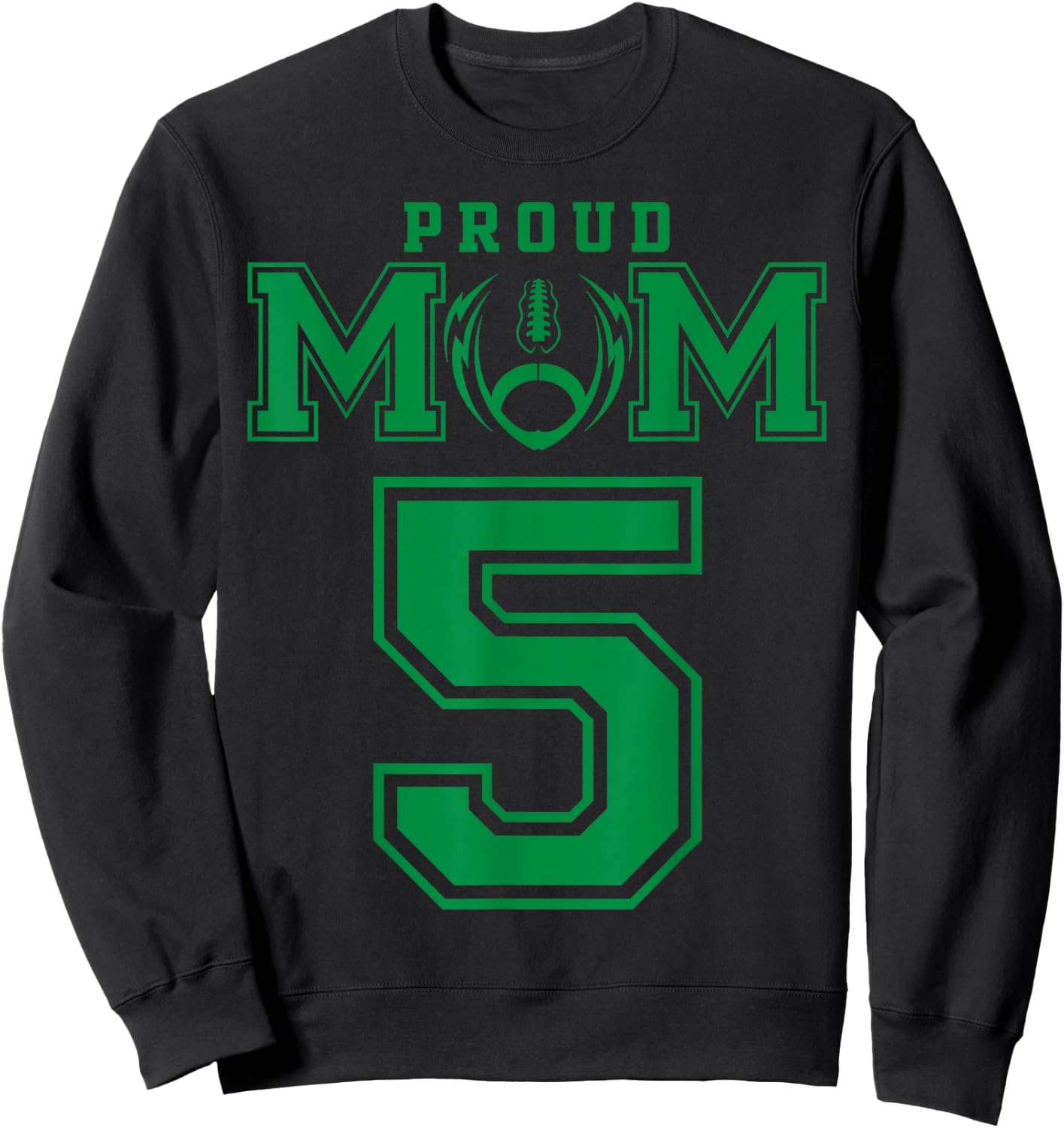 Custom Proud Football Mom Number 5 G Personalized Sweatshirt - Sweatshirt | Black