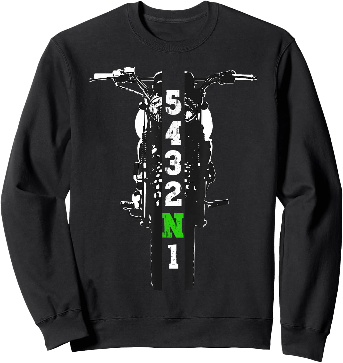 Motorcycle Shift Pattern One Down Four Up Sweatshirt - Sweatshirt | Black