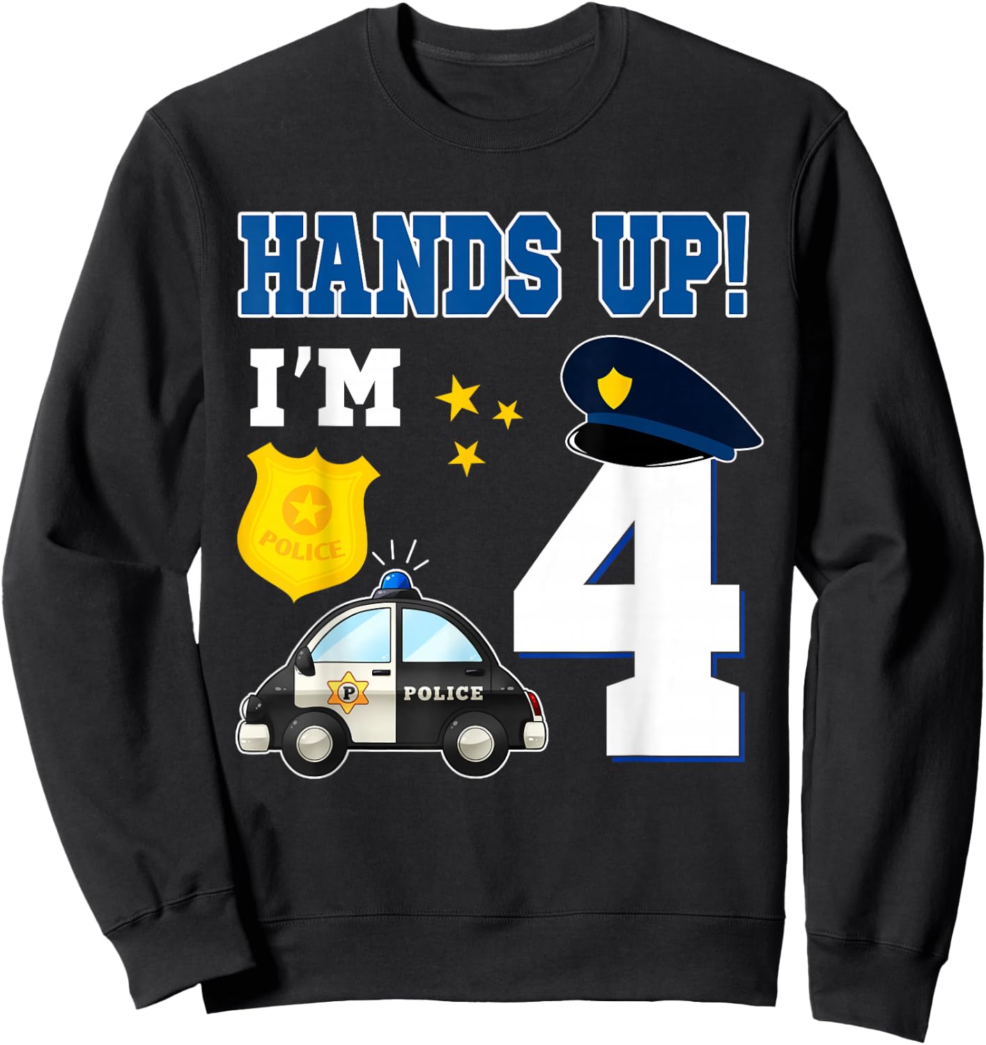 4th Birthday Policeman Boy 4 Year Old Police Officer Sweatshirt - Sweatshirt | Black