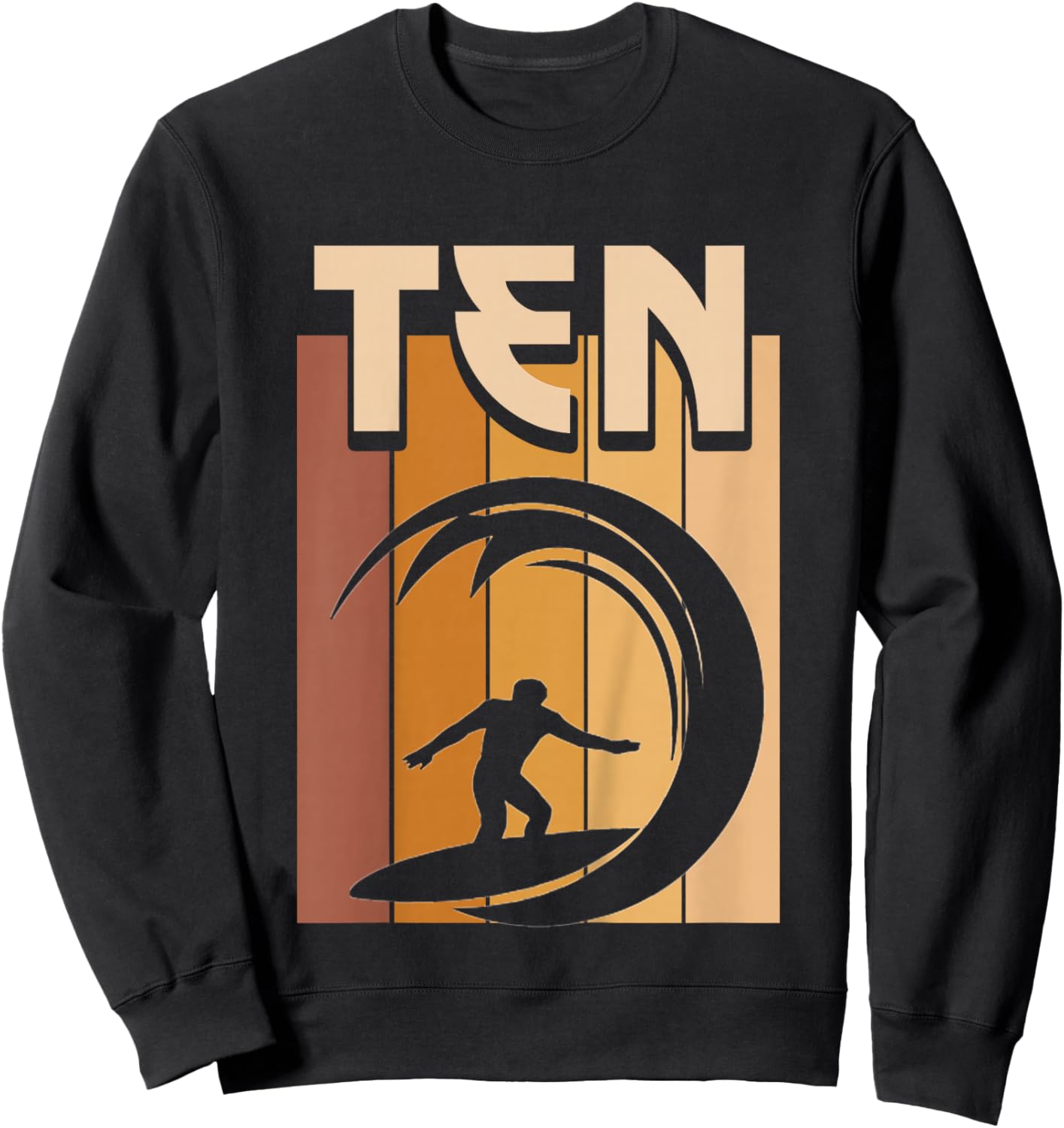 Kids 10 Year Old Surfing Birthday Boy Girl 10th Birthday Surfer Sweatshirt - Sweatshirt | Black