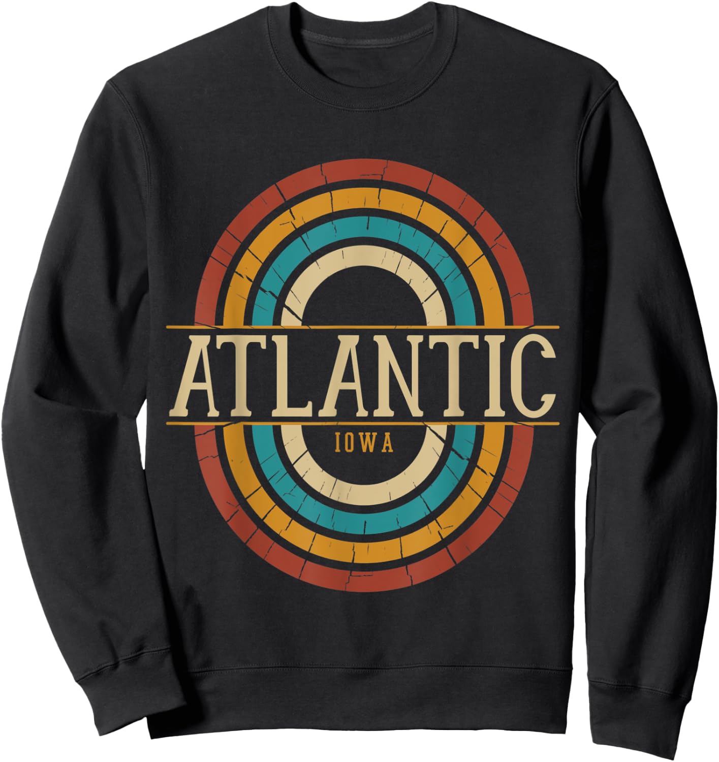 Vintage Retro Atlantic Iowa IA Women Men Souvenirs Sweatshirt - Sweatshirt | Black