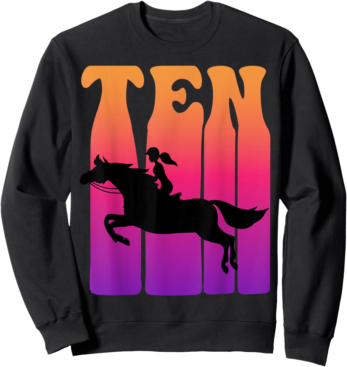 Girl Horseback Rider, I'm 10 Year Old, Kids 10th Birthday Sweatshirt - Sweatshirt | Black