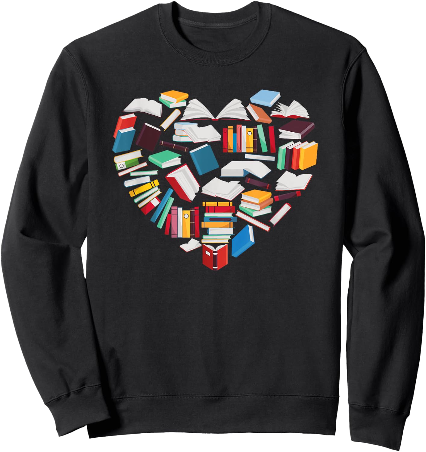 Love To Read Heart Made of Books Bookworm Book Lover Sweatshirt - Sweatshirt | Black