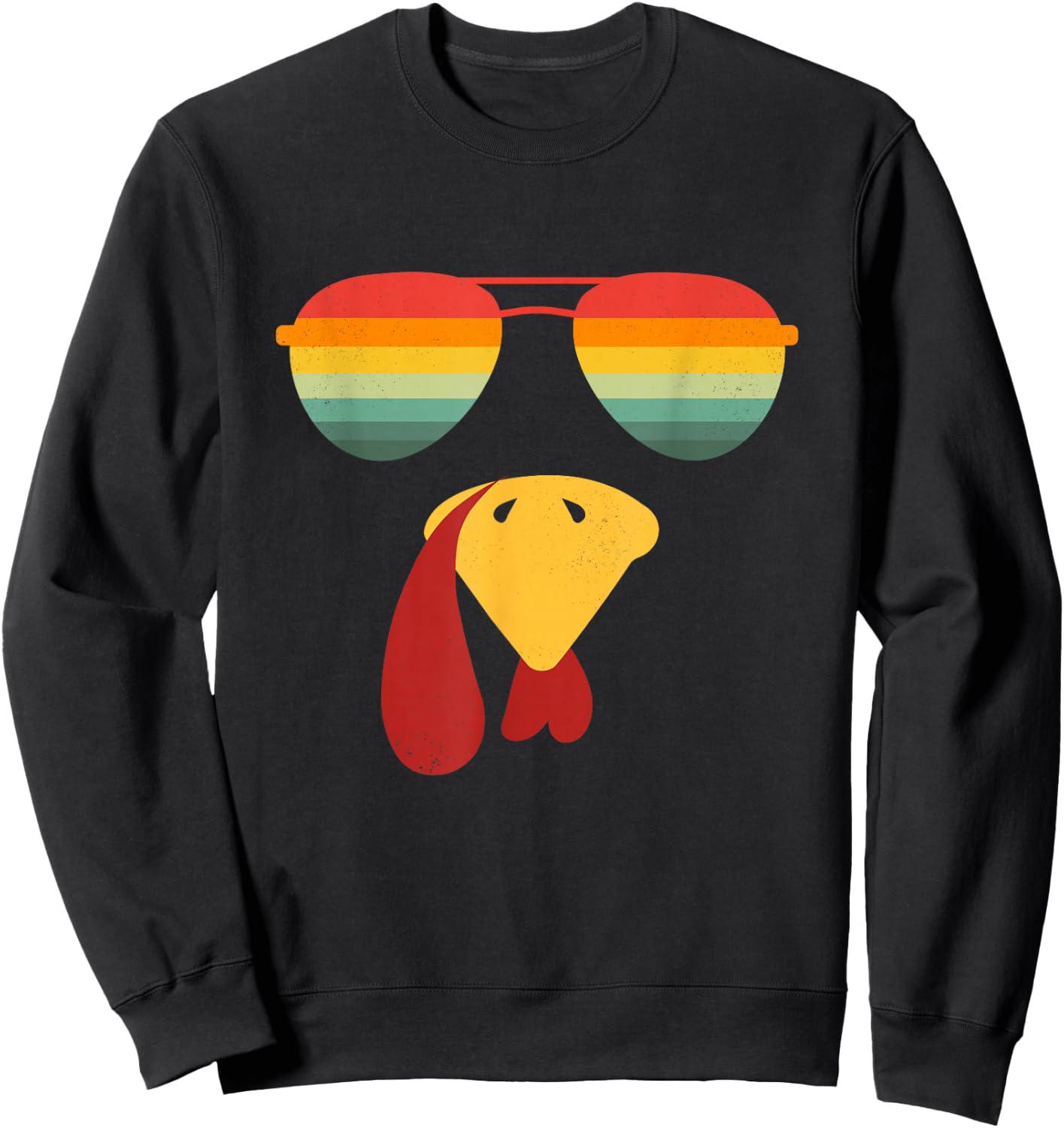 Turkey Face Sunglasses Thanksgiving Boys Kids Cool Turkey Sweatshirt - Sweatshirt | Black