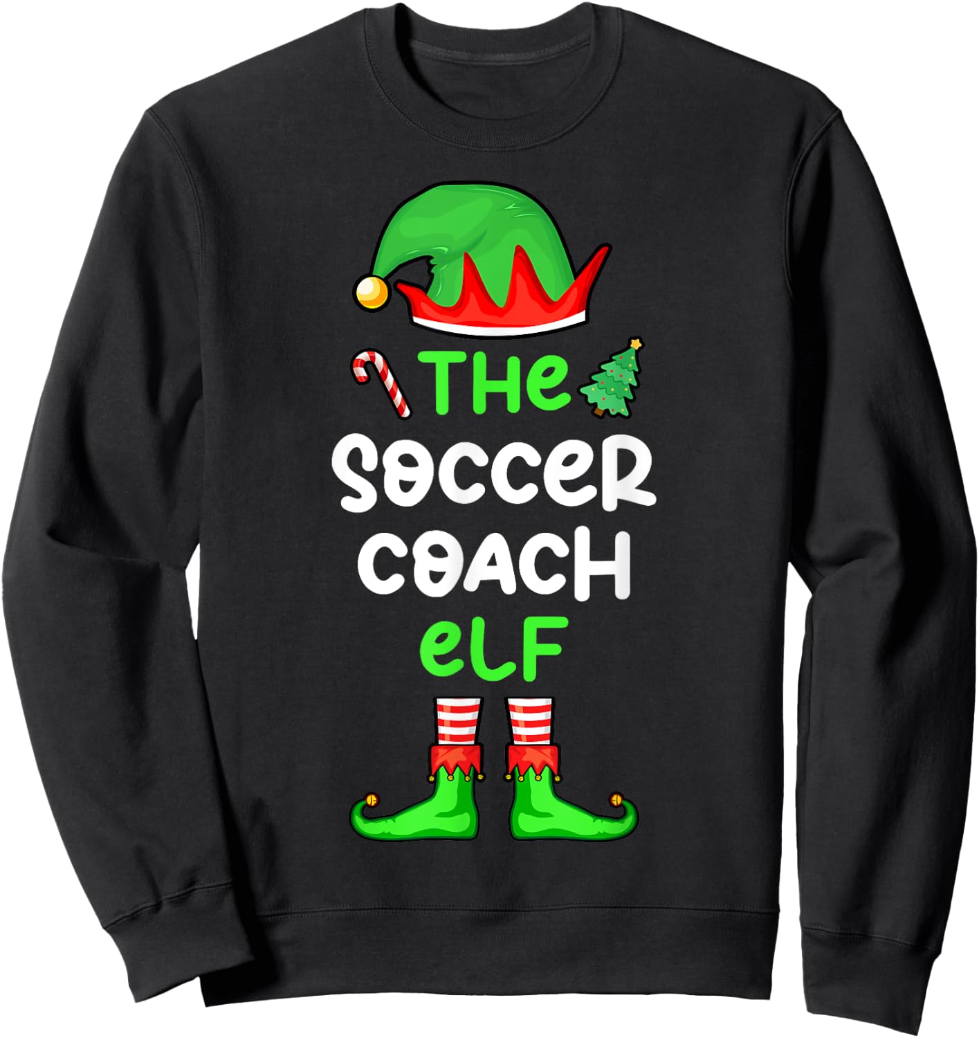 I'm The Soccer Coach Elf Christmas Matching Pajama Sweatshirt - Sweatshirt | Black