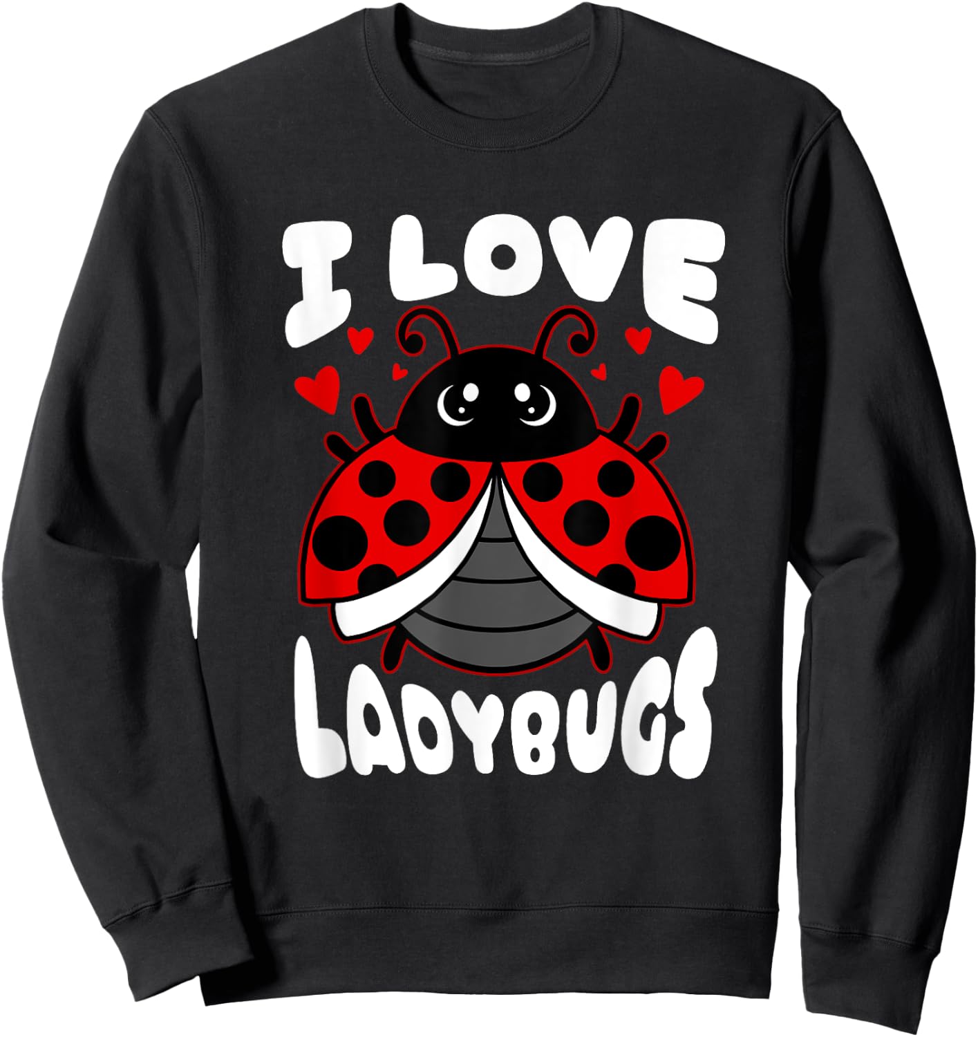I Love Ladybugs Flying Ladybug Heart Sweatshirt - Sweatshirt | Black