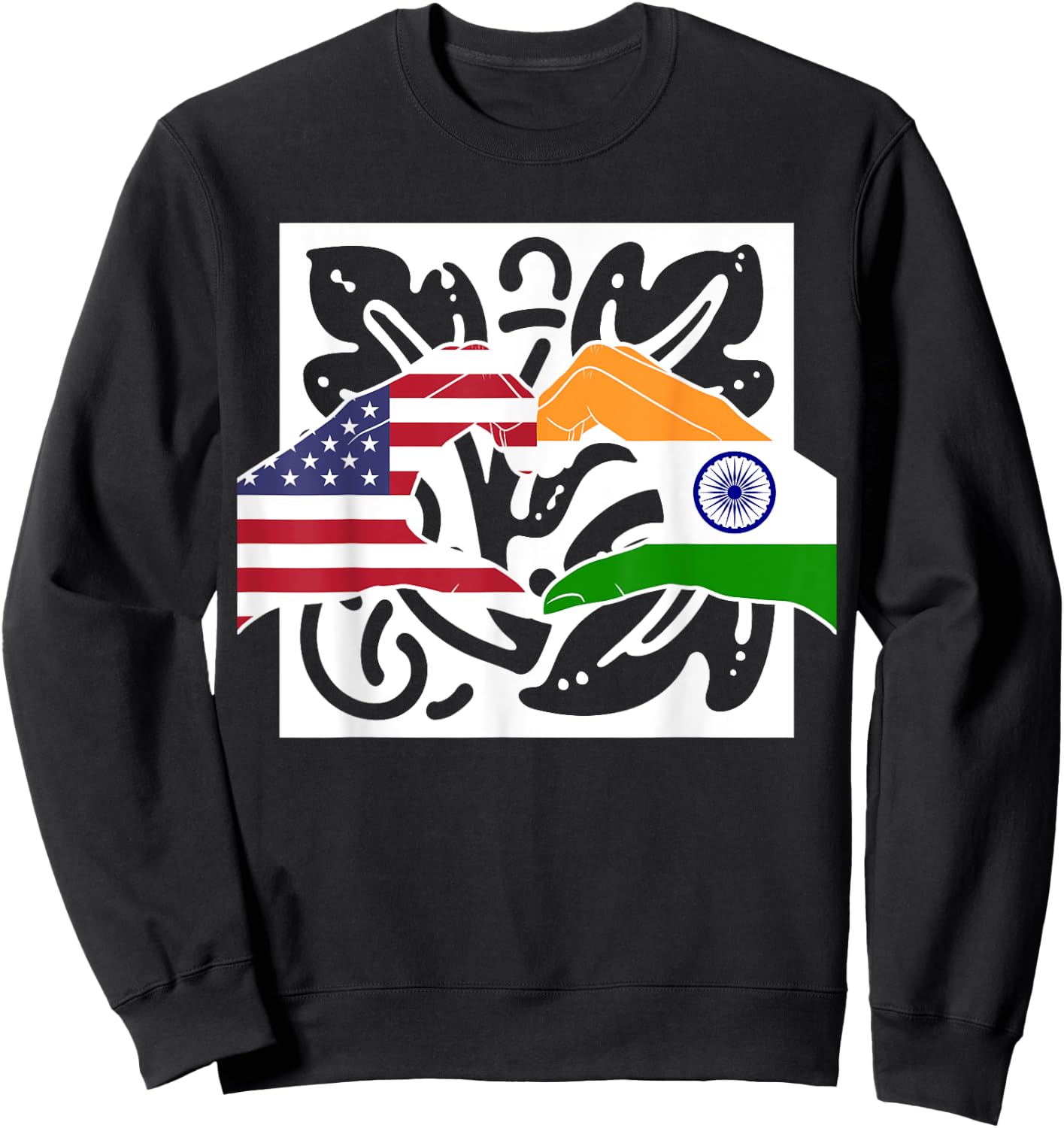 America USA American India Indian Mixed DNA Flag Sweatshirt - Sweatshirt | Black