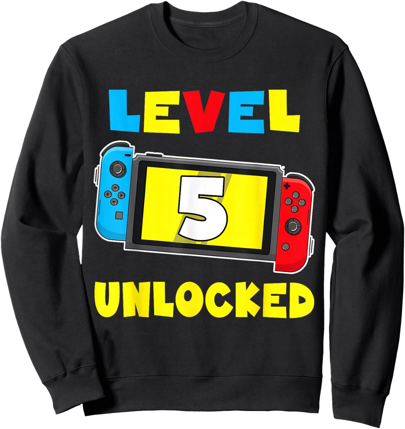 Level 5 Unlocked 5th Birthday Shirt Video Game 5 Year Old Sweatshirt - Sweatshirt | Black
