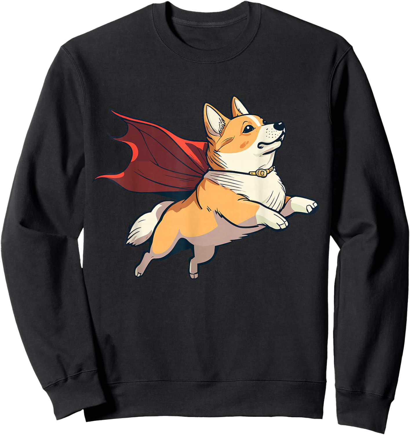 Super Hero Corgi with a Cape Super Dog Sweatshirt - Sweatshirt | Black