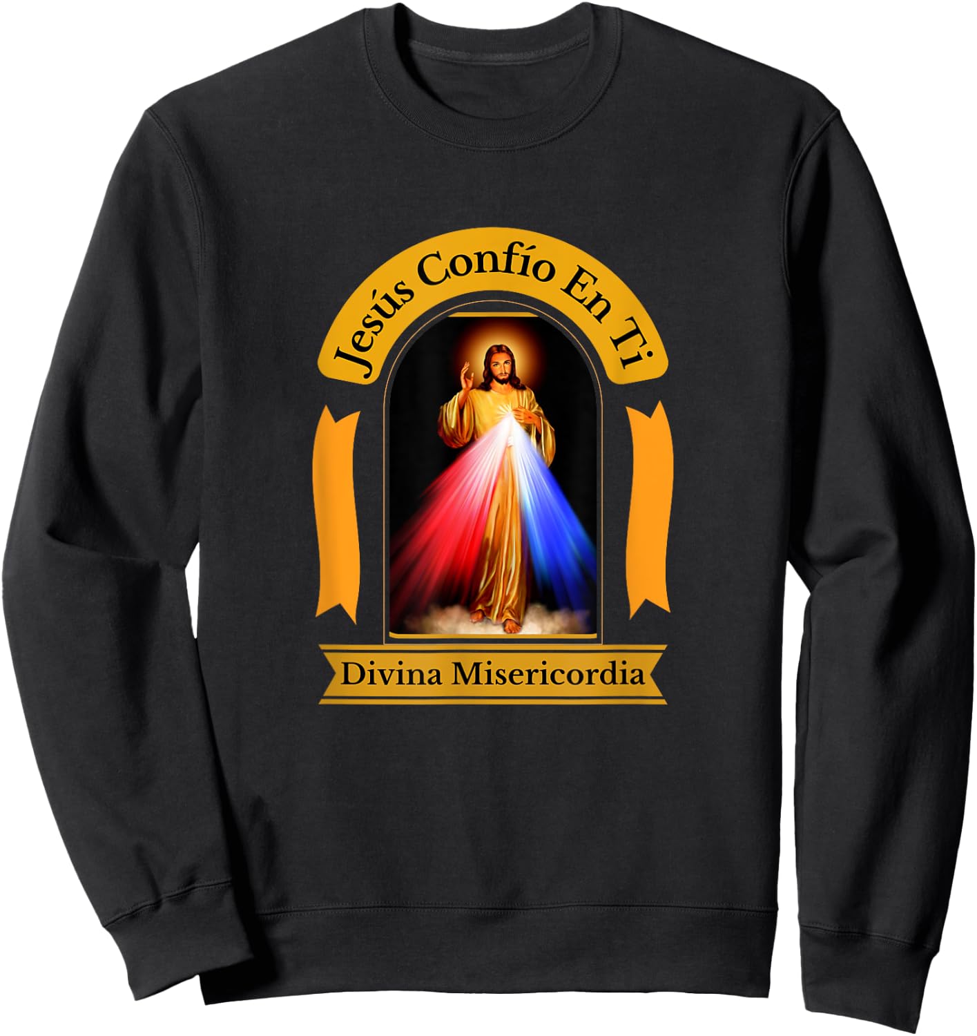 Jesús Confío En Ti Divine Mercy Spanish Catholic Sweatshirt - Sweatshirt | Black