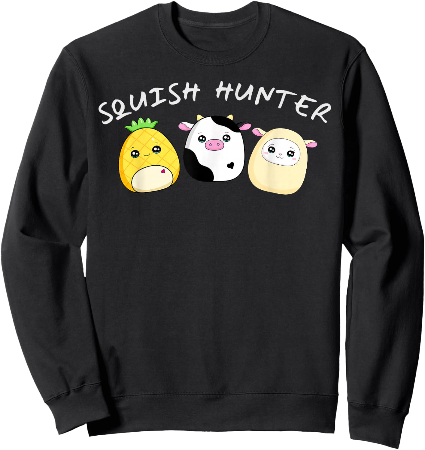 Squish hunter cute animals pineapple cow lamb Sweatshirt - Sweatshirt | Black