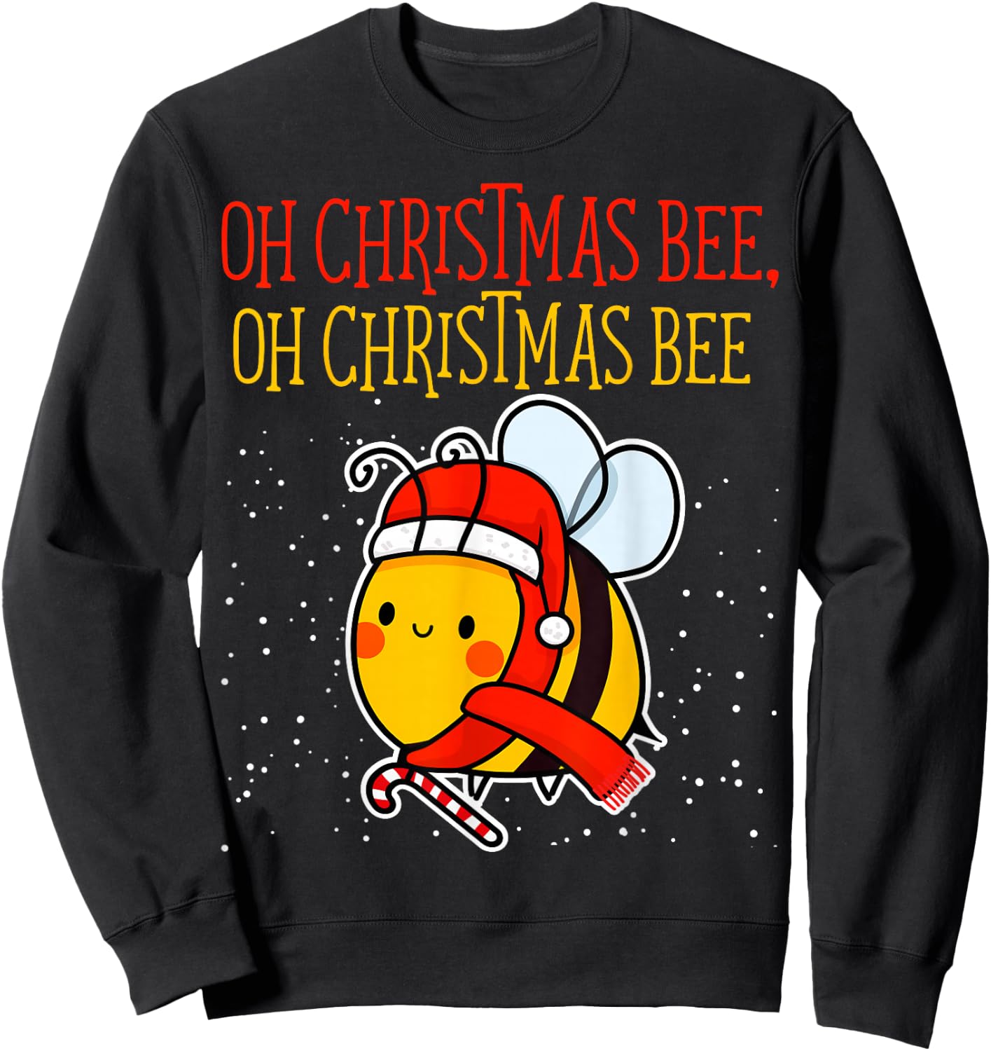 Oh Christmas Bee Wrapped with Lights Funny Apparel Sweatshirt - Sweatshirt | Black