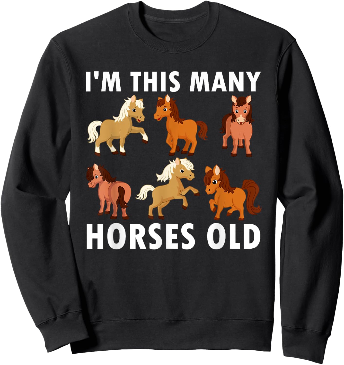 6 Years Old Girl Horses Old 6th Birthday Kids Sweatshirt - Sweatshirt | Black