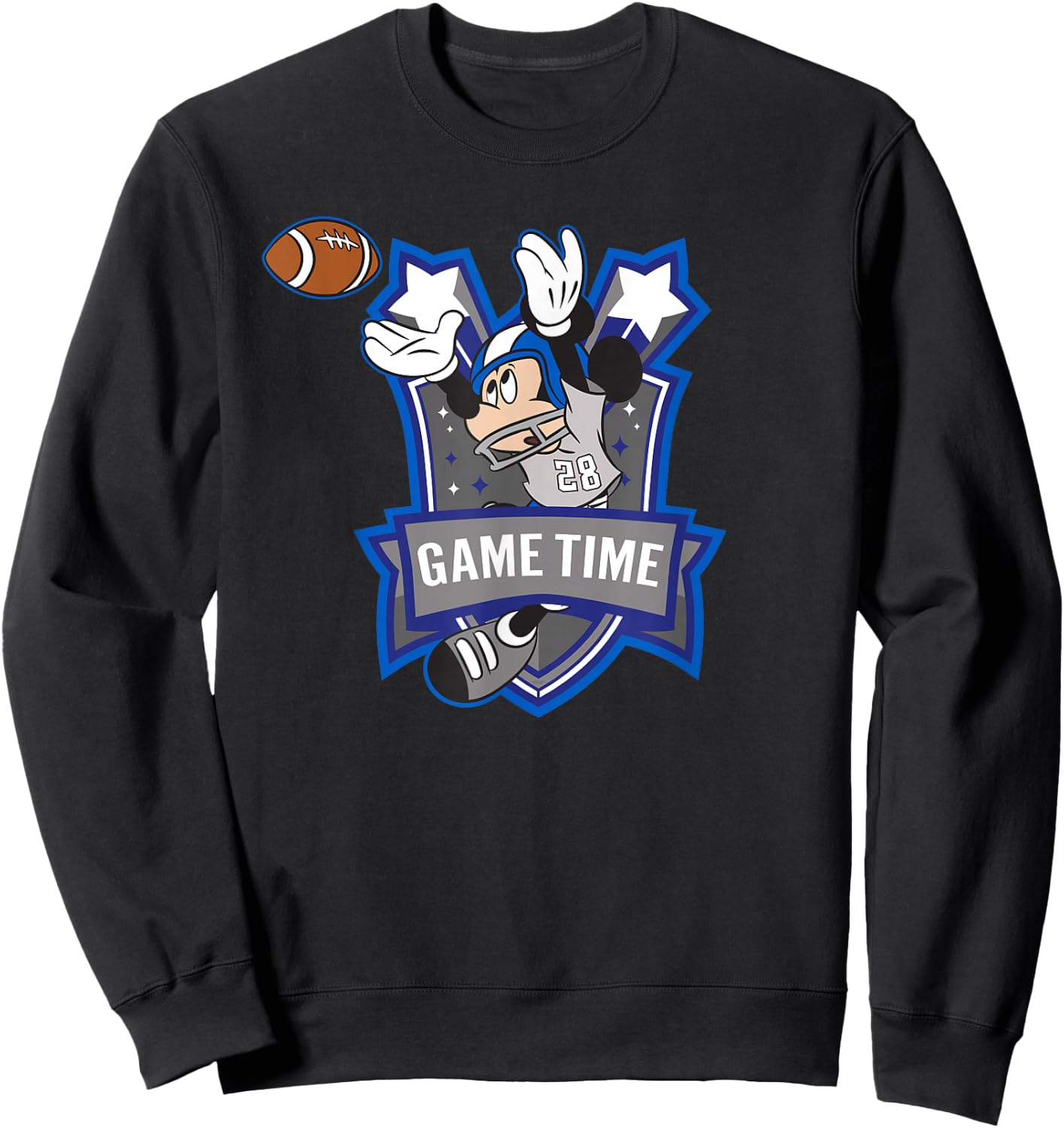 Disney Mickey Mouse #28 Game Time Football Catch Sports Sweatshirt - Sweatshirt | Black