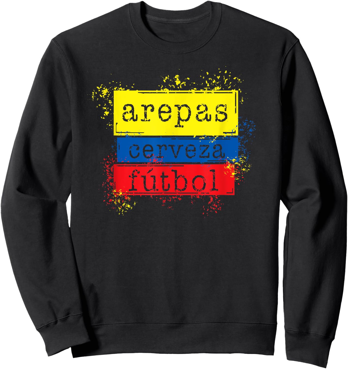 Arepas Cerveza Futbol Colombia Flag Soccer Sweatshirt - Sweatshirt | Black