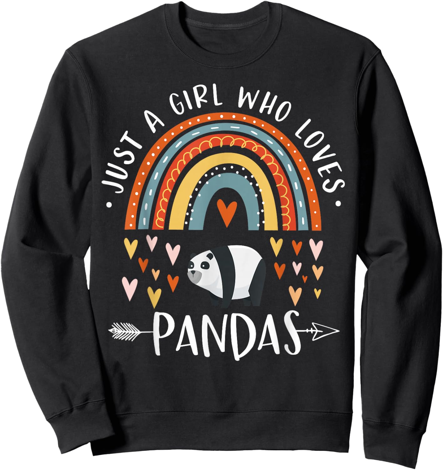 Just A Girl Who Loves Pandas Rainbow Gifts Panda Bear Lover Sweatshirt - Sweatshirt | Black