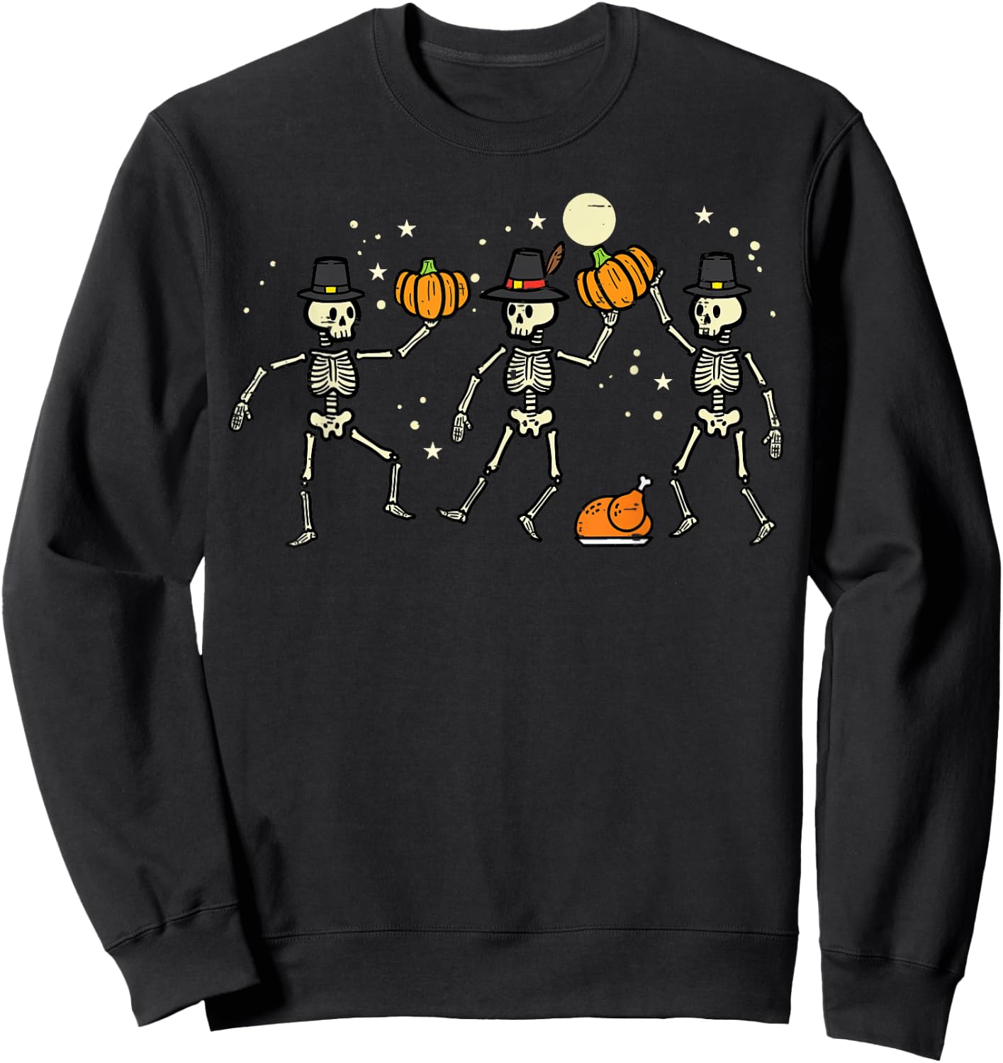 Thanksgiving Dancing Skeletons Fall Men Women Kids Toddler Sweatshirt - Sweatshirt | Black