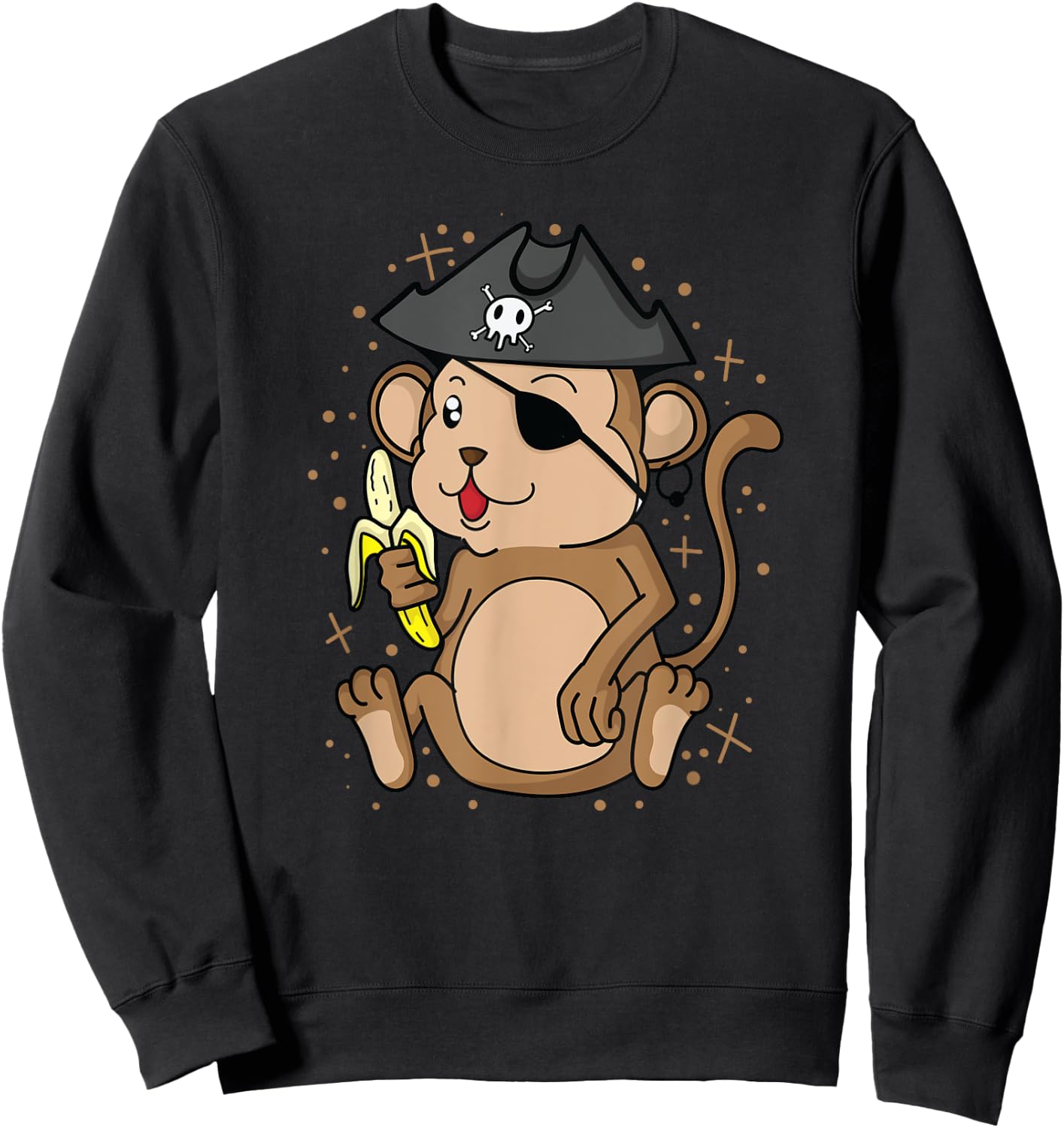 Pirate Monkey with Pirate Hat Eye patch and Banana Sweatshirt - Sweatshirt | Black