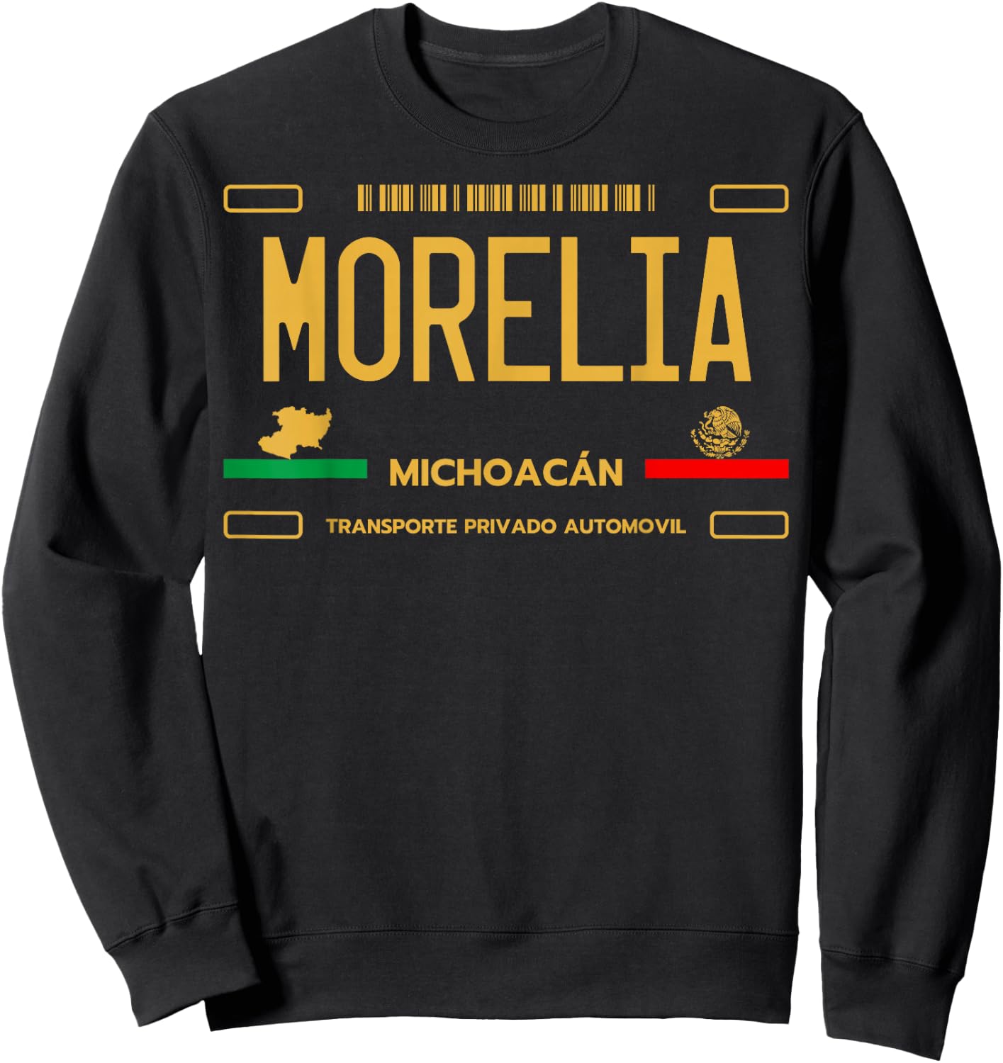 Morelia License Plate, Morelia Michoacan, Morelia Sweatshirt - Sweatshirt | Black