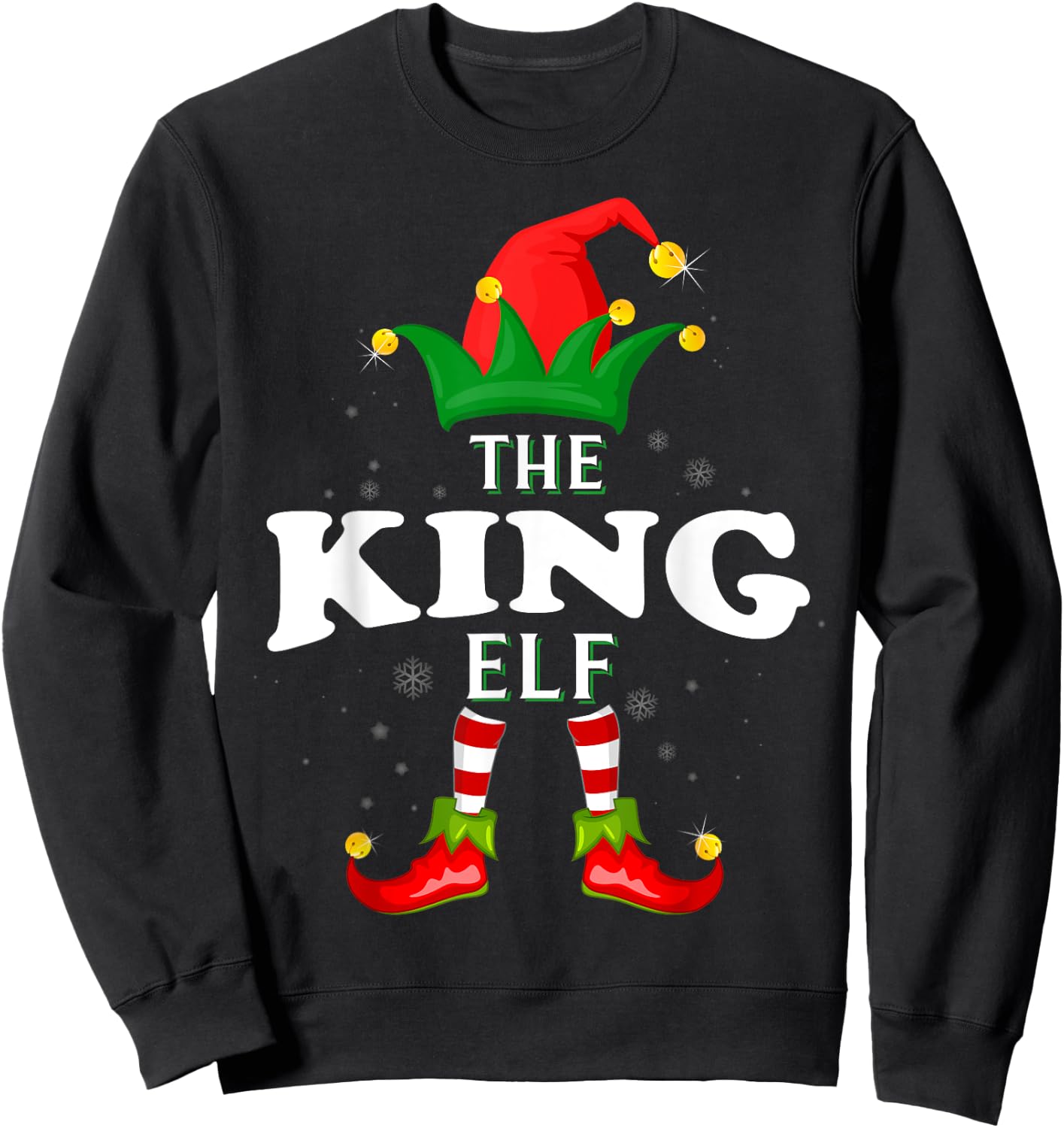 Xmas King Elf Family Matching Christmas Pajama Sweatshirt - Sweatshirt | Black