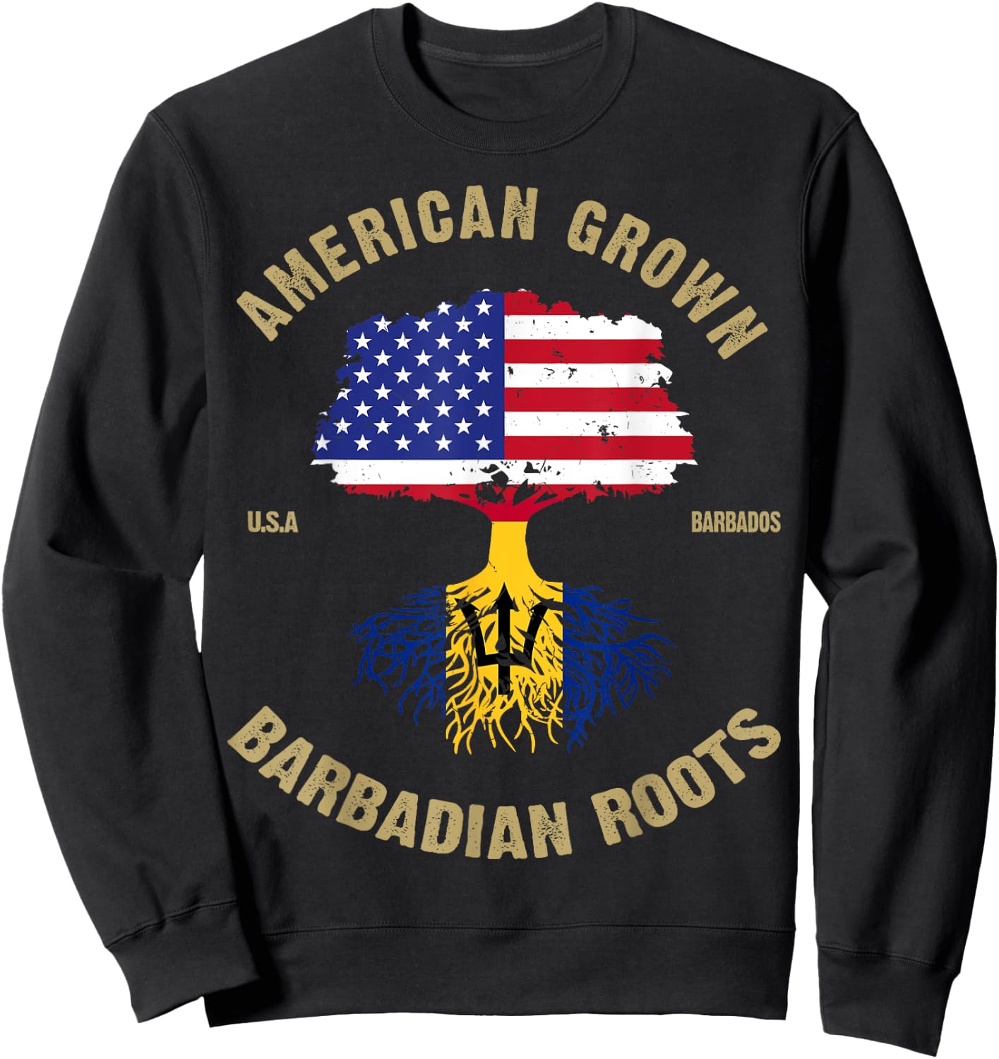 Barbados Bajan Barbadian Heritage Proud Half Barbadian Flag Sweatshirt - Sweatshirt | Black