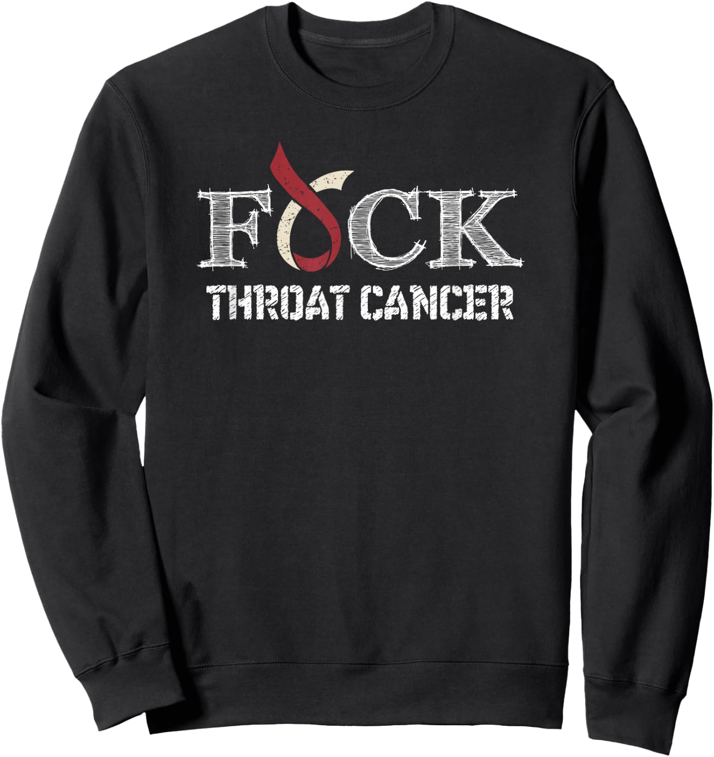 F+ck- Throat Cancer Awareness Supporter Ribbon Sweatshirt - Sweatshirt | Black