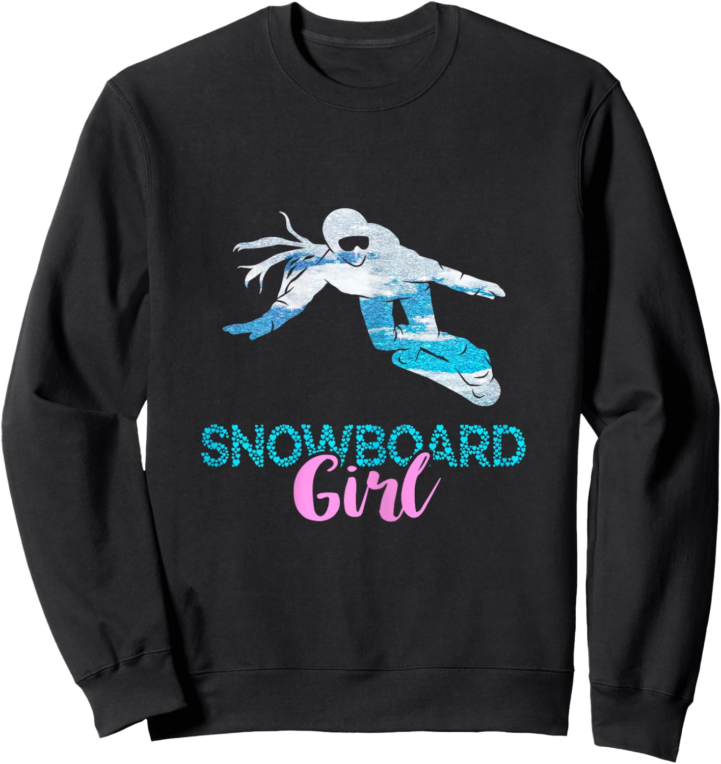 Winter Sport Snowboard Girl Heart Snowboard Snowboarding Sweatshirt - Sweatshirt | Black