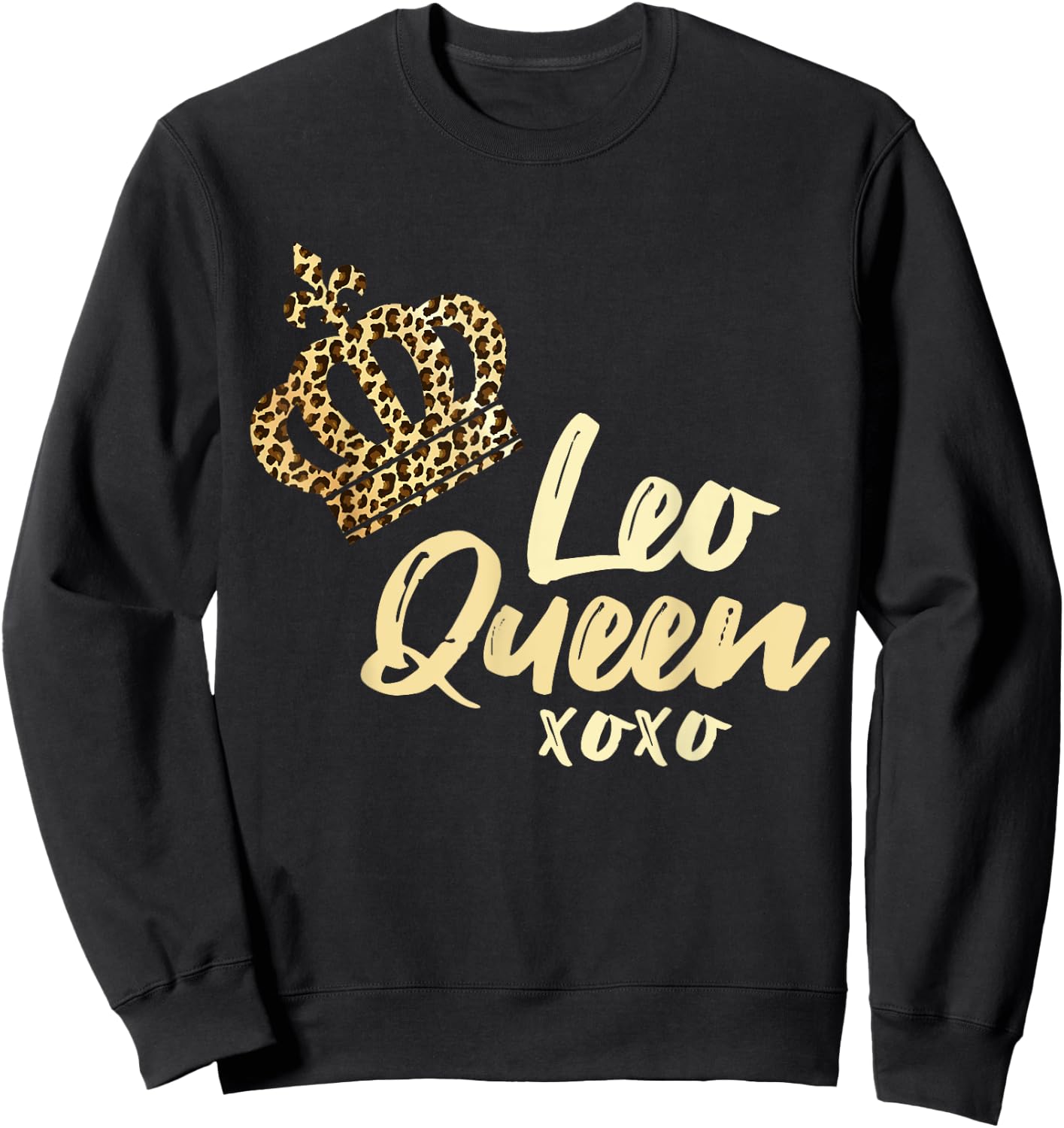 Leo Queen Leopard Print July August Zodiac Sign Astrology Sweatshirt - Sweatshirt | Black