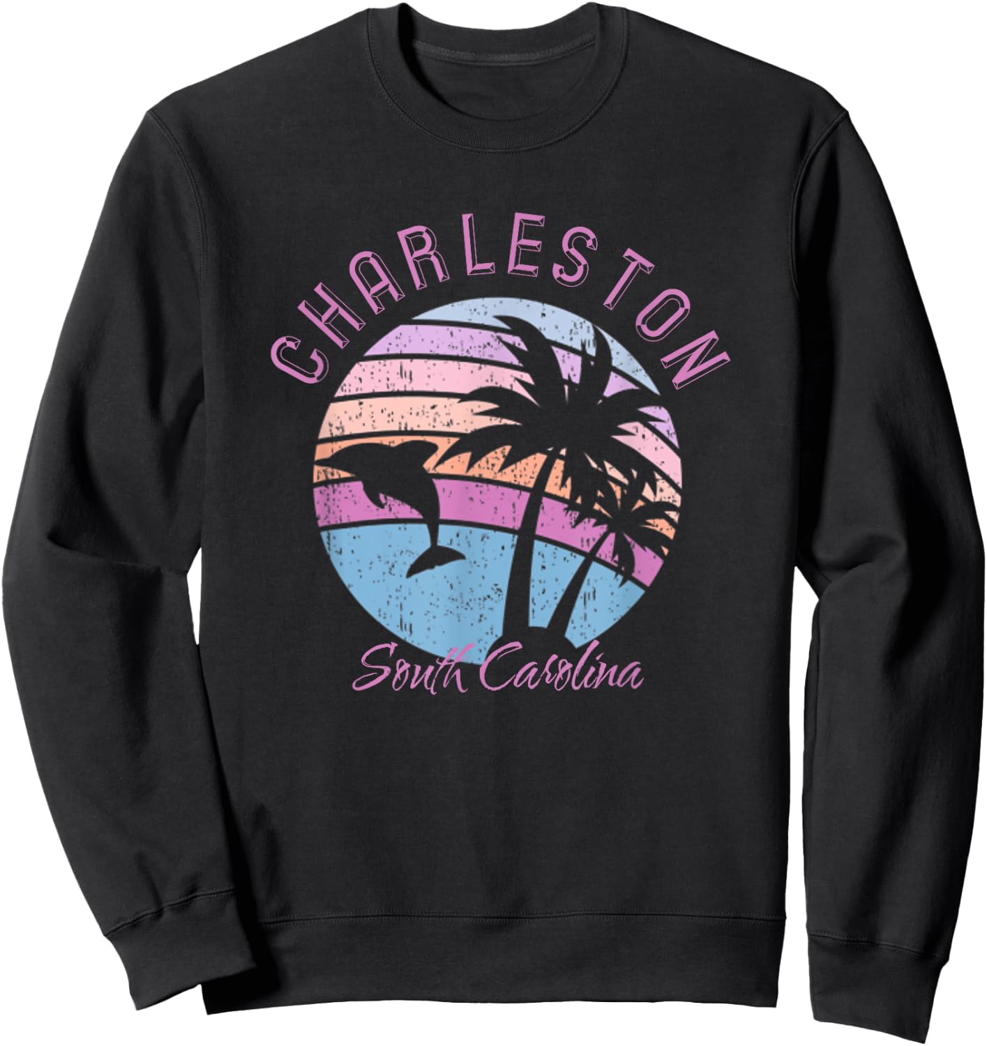 Charleston Dolphin South Carolina Deep Sea Fish SC Souvenir Sweatshirt - Sweatshirt | Black