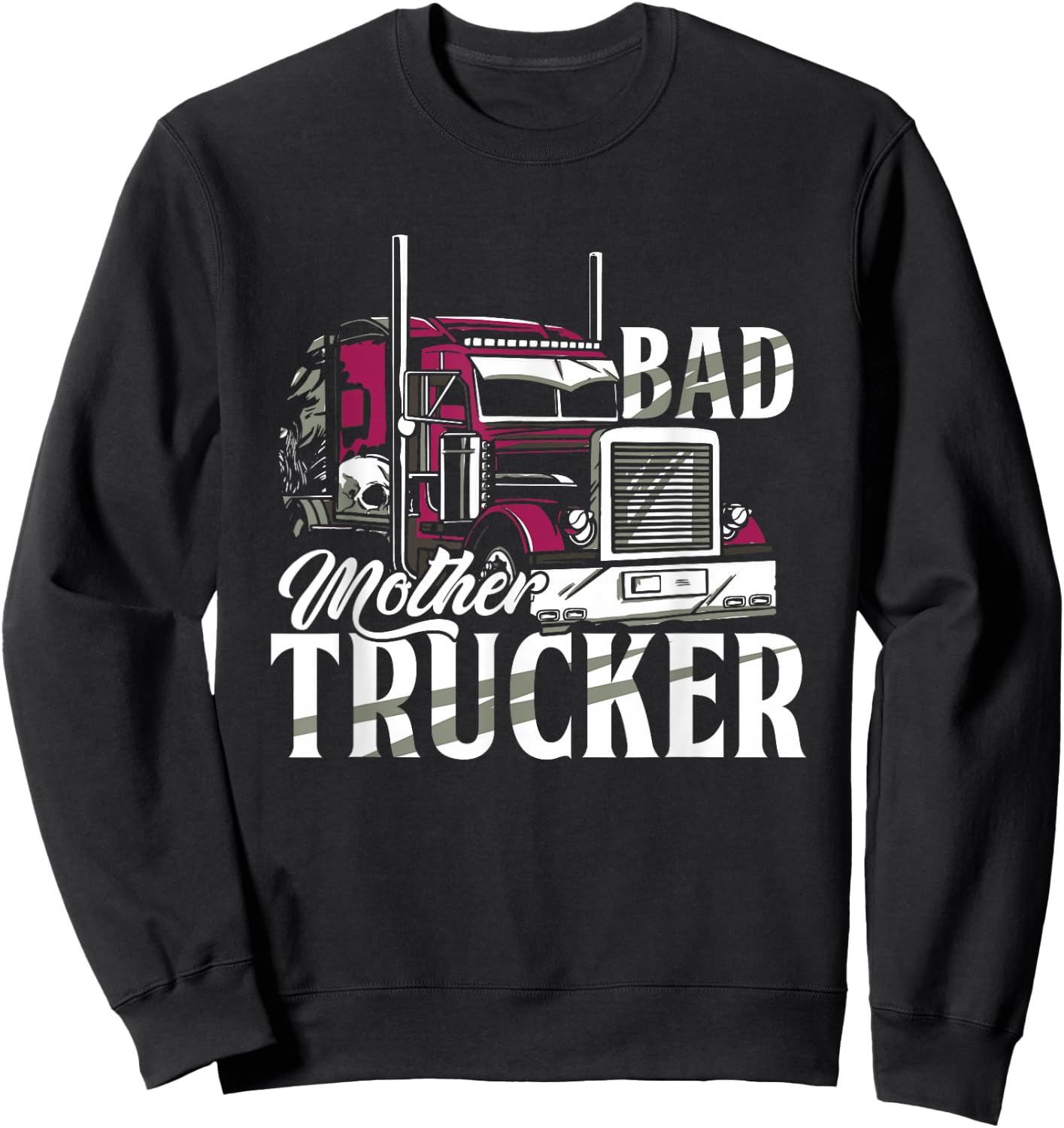 Truck Trucker Highway 18 Wheeler Delivery Sweatshirt - Sweatshirt | Black