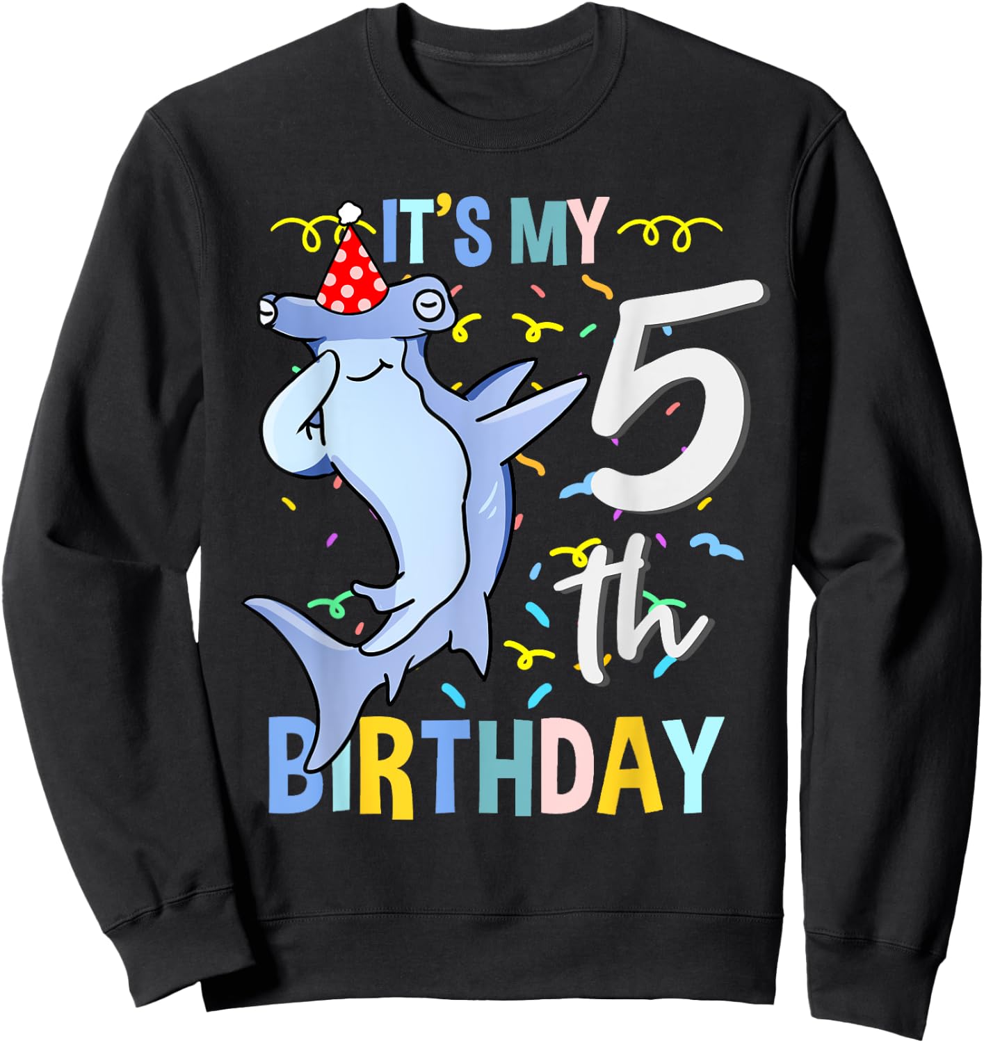Its My 5th Birthday Dabbing Hammerhead Shark Sweatshirt - Sweatshirt | Black
