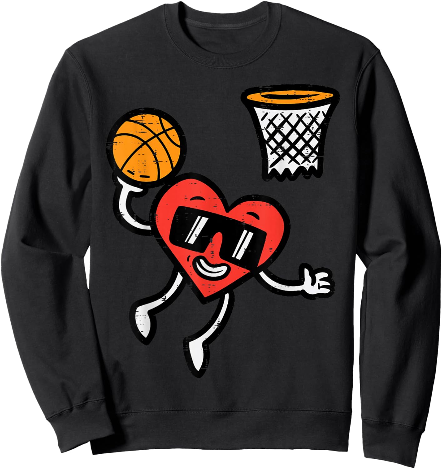 Valentines Day Basketball Cute Sports Men Boys Kids Toddlers Sweatshirt - Sweatshirt | Black