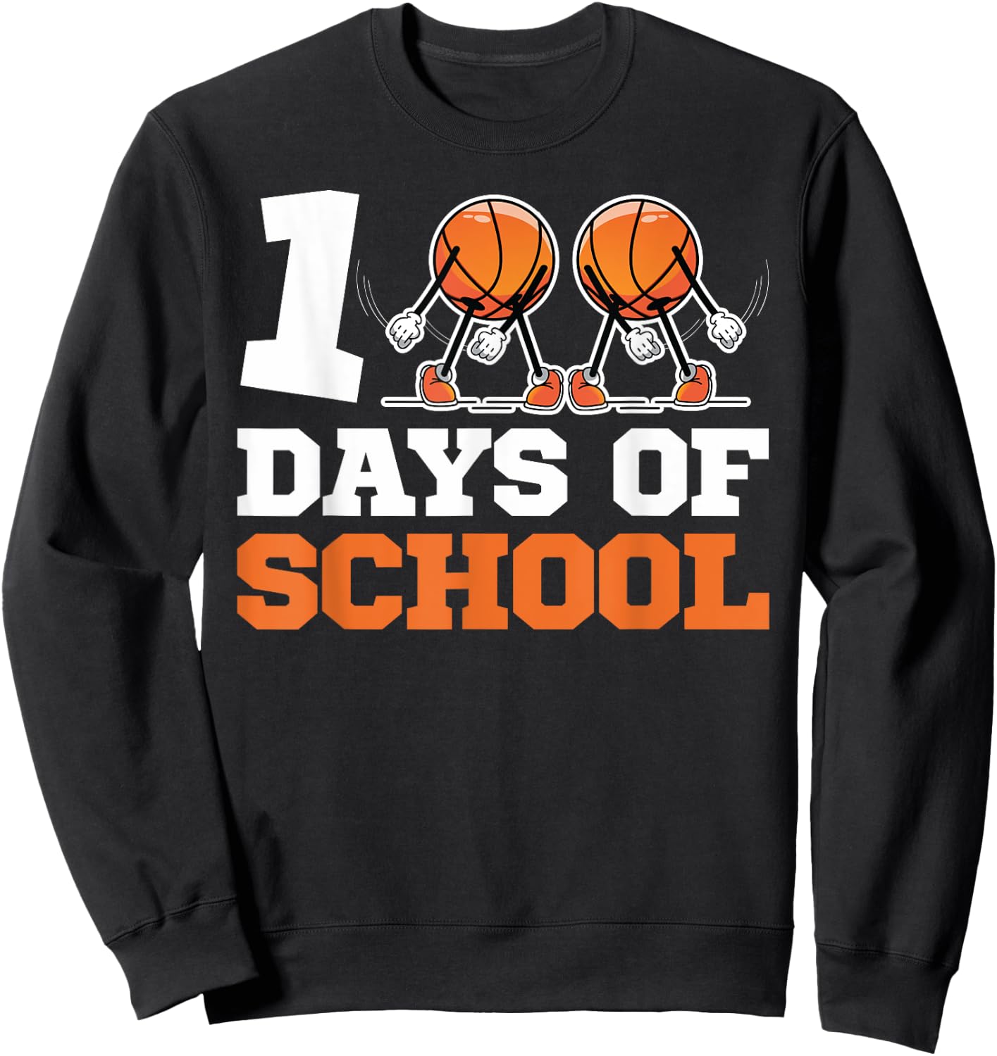 100th Day of School Basketball Kids 100 Days Of School Sweatshirt - Sweatshirt | Black