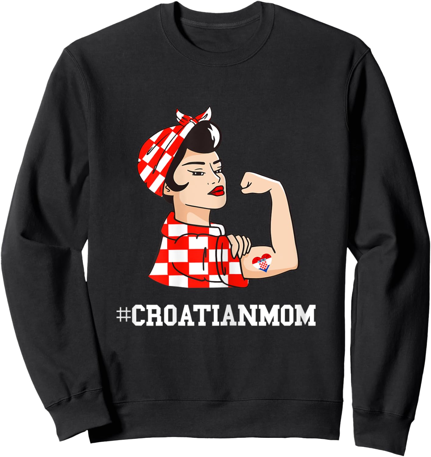 Croatian Mom Tattoo Croatia Strong Croatian Roots Hrvatska Sweatshirt - Sweatshirt | Black