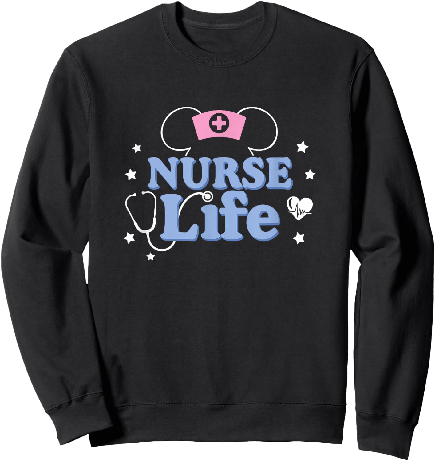 Disney Mickey and Friends Nurse Life Heart & Mickey Ears Sweatshirt - Sweatshirt | Black
