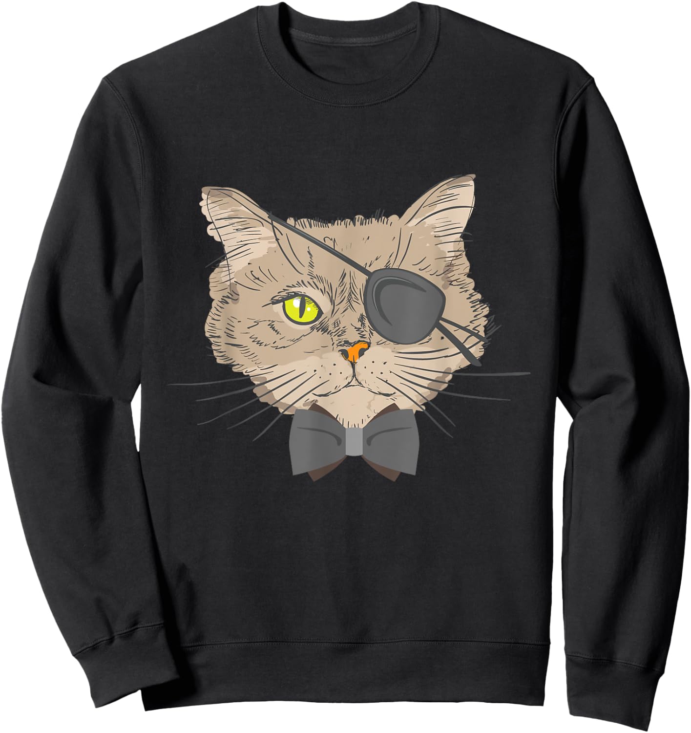 Pirate Cat - Eye Surgery Survivor Glaucoma Cataract Patch Men Women Sweatshirt - Sweatshirt | Black