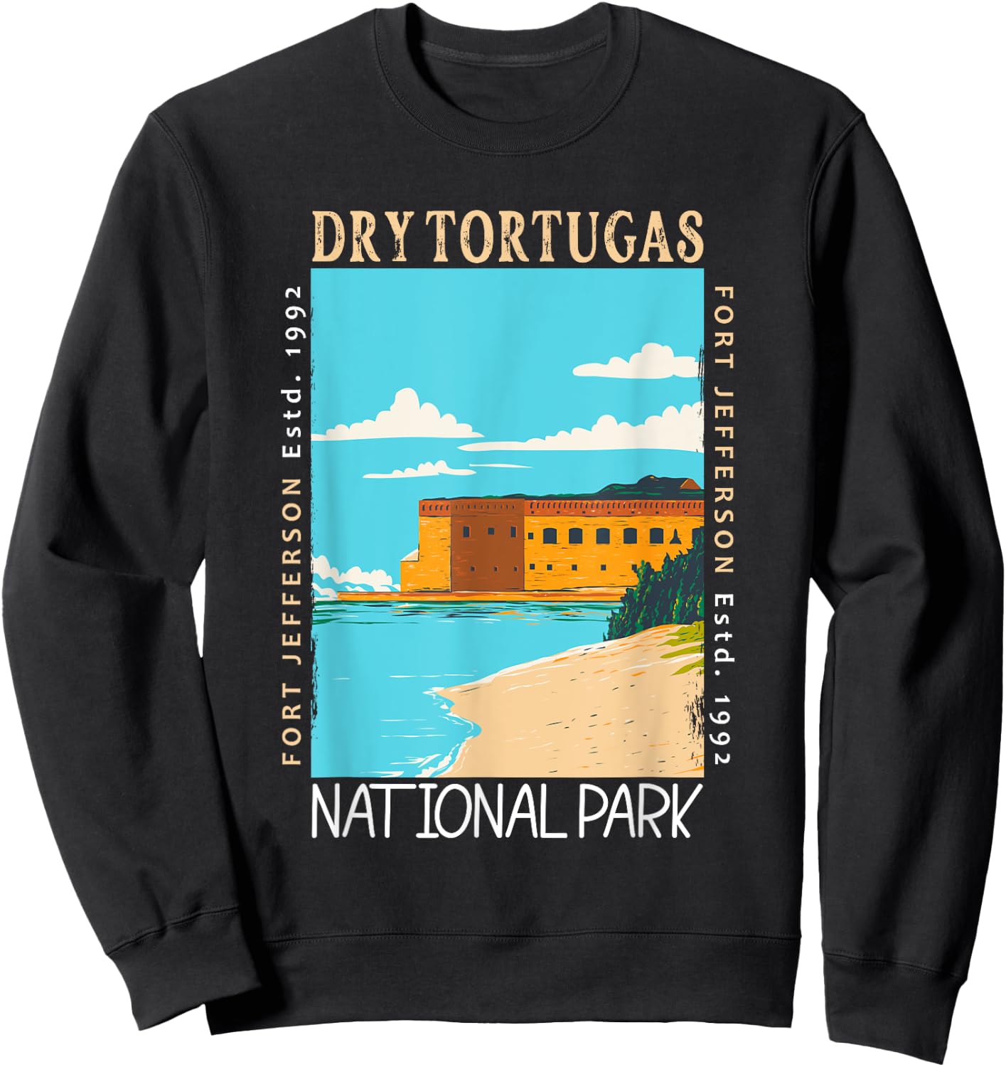 Dry Tortugas National Park Florida Distressed Vintage Sweatshirt - Sweatshirt | Black