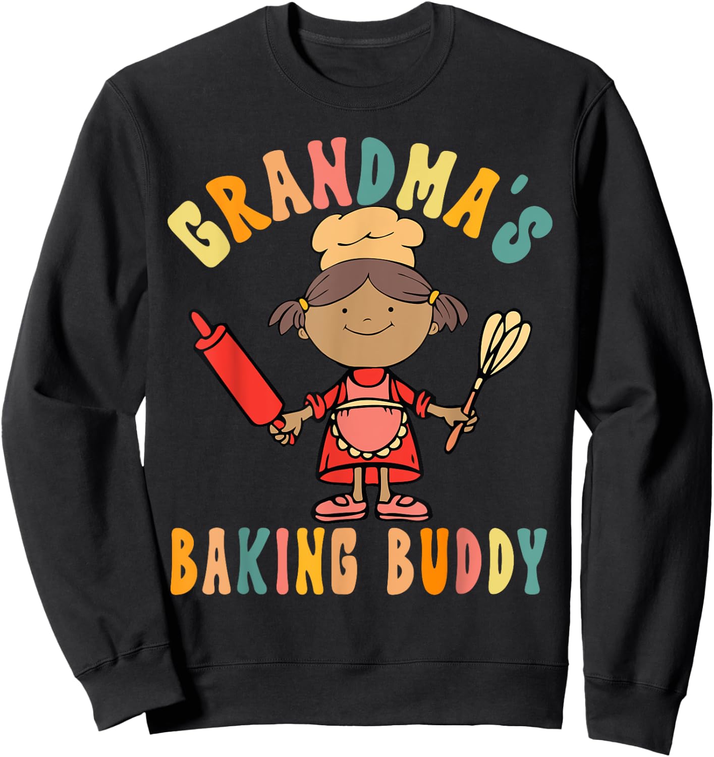 Groovy Grandma's Baking Buddy For Kids Girl Sweatshirt - Sweatshirt | Black
