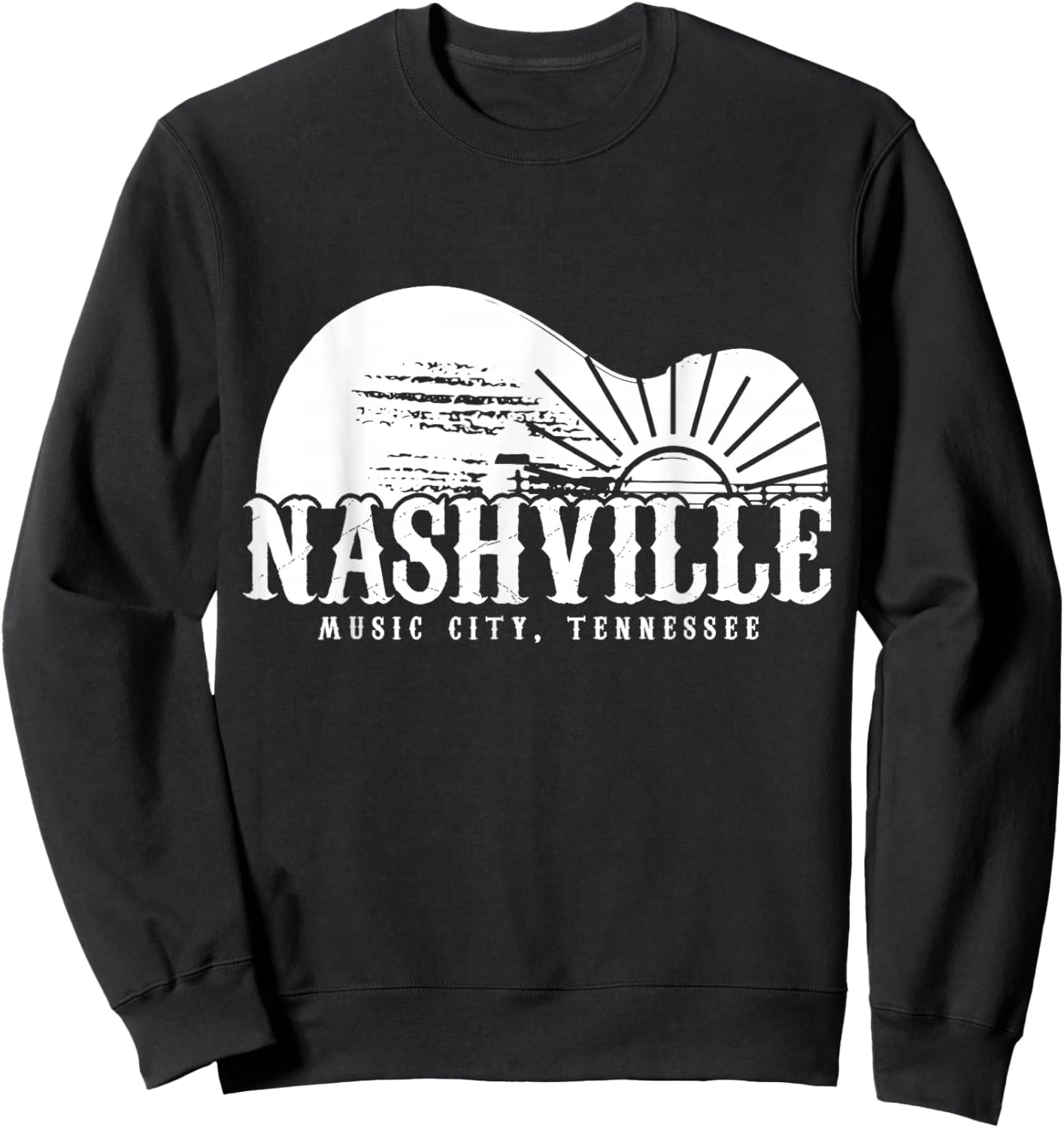 Nashville Tennessee Guitar Player Vintage Country Music City Sweatshirt - Sweatshirt | Black